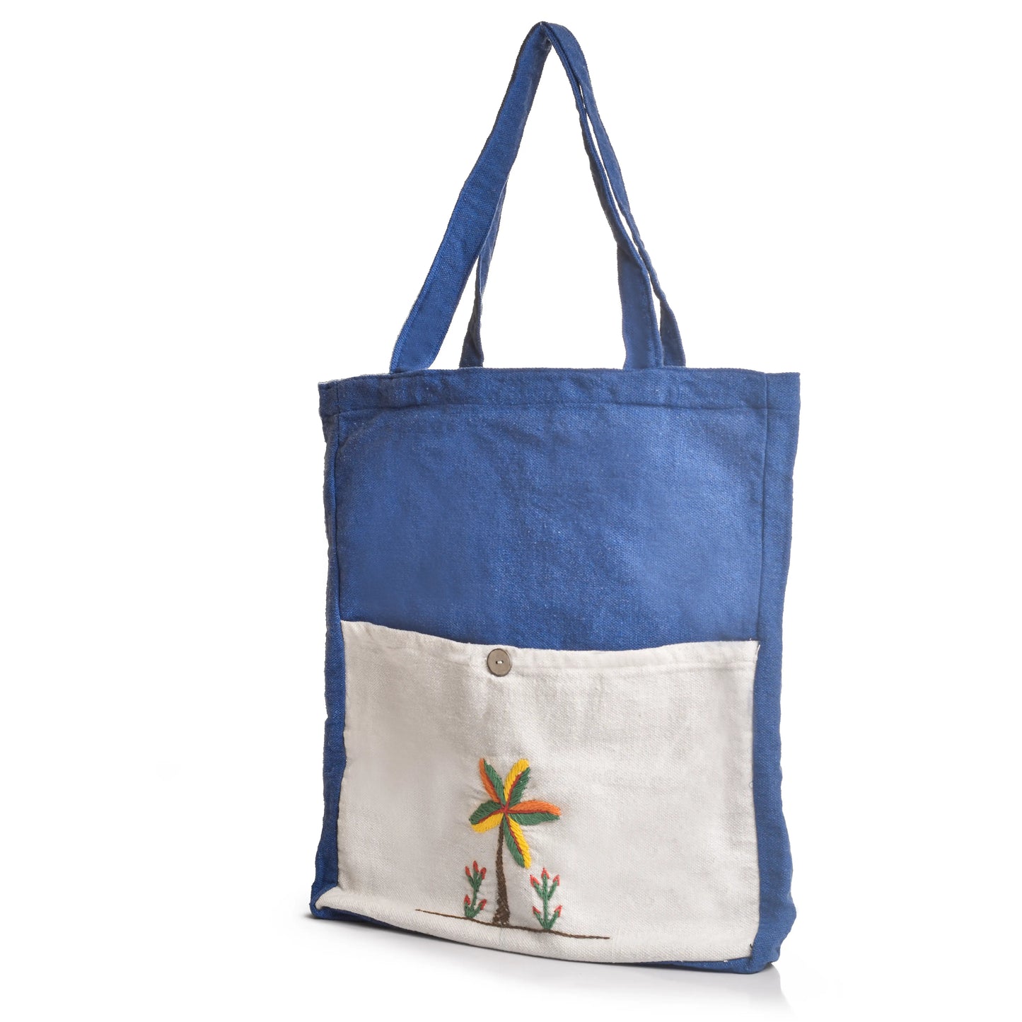 Embroidered Tote Bag with Pocket