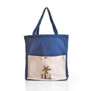 Embroidered Tote Bag with Pocket