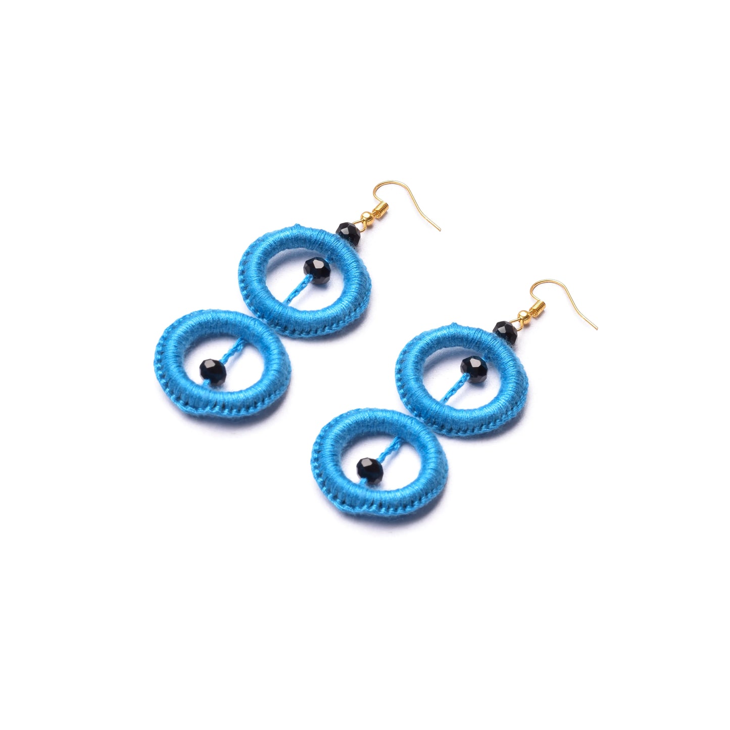 Crochet Earrings With Color Blue