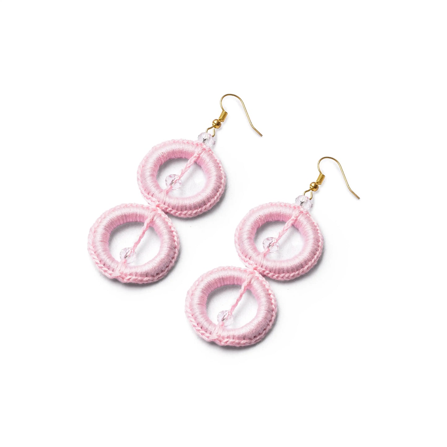 Crochet Earrings With Color Pink 