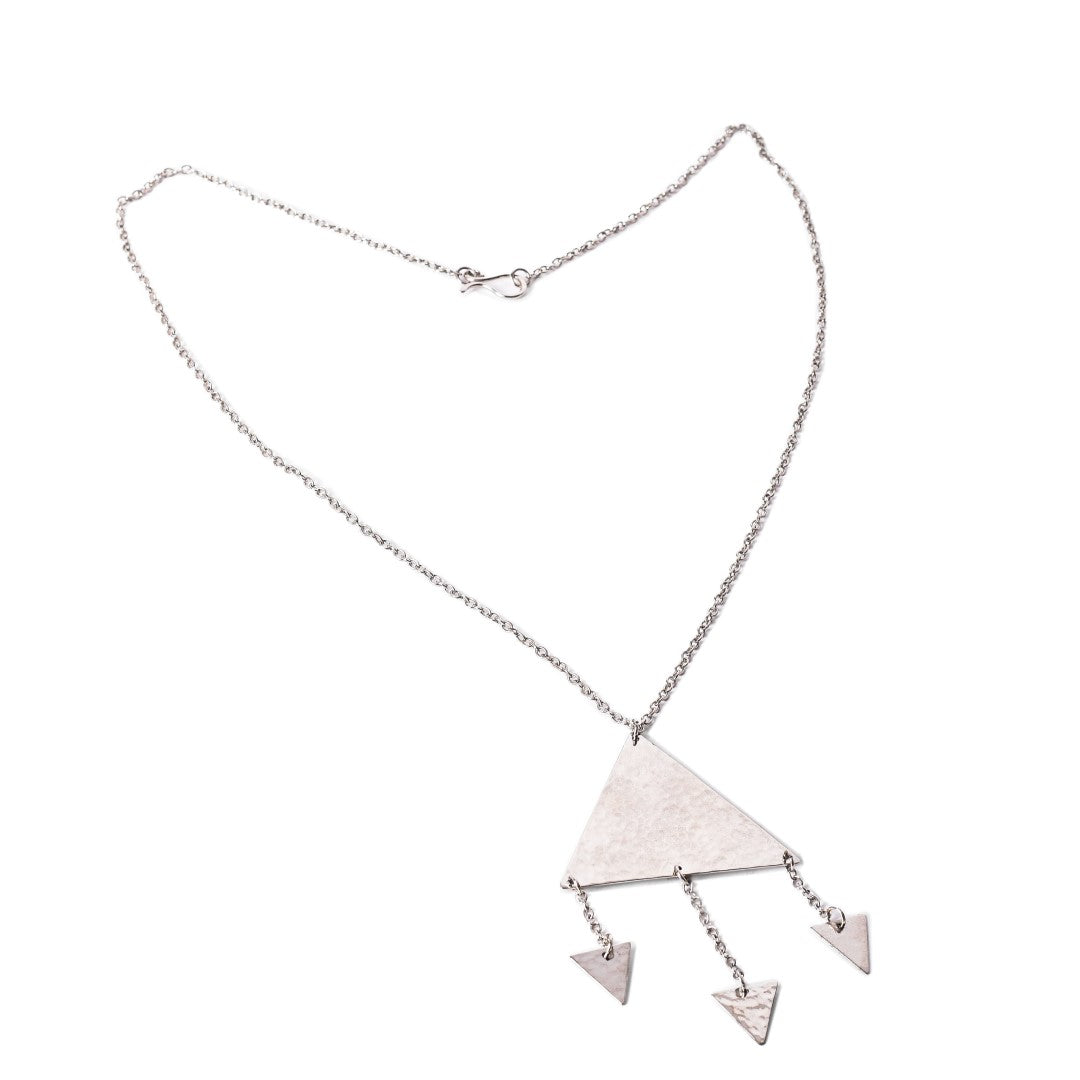 Triangles Silver Plated Brass Necklace