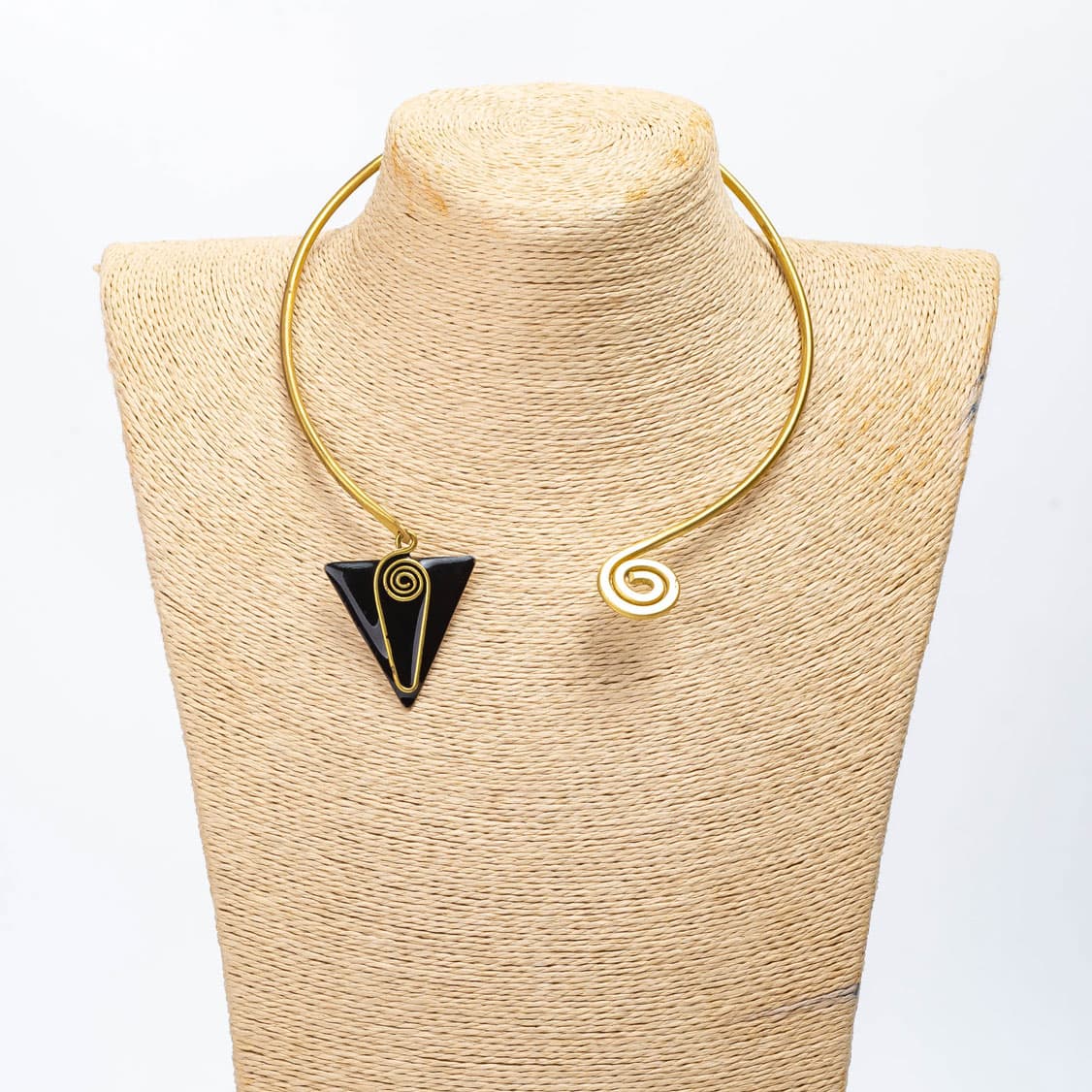 Spiral Triangle Enamel Brass Choker