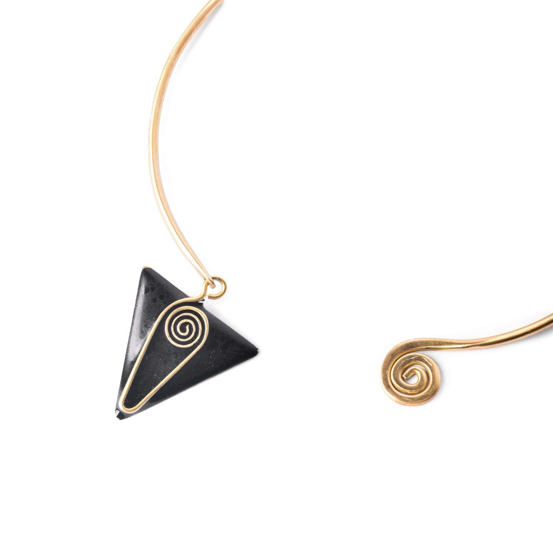 Spiral Triangle Enamel Brass Choker