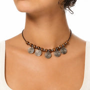 5 Spiral Pendants Brass Necklace
