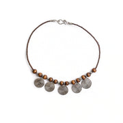 5 Spiral Pendants Brass Necklace