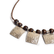 3 Square Pendants Brass Necklace