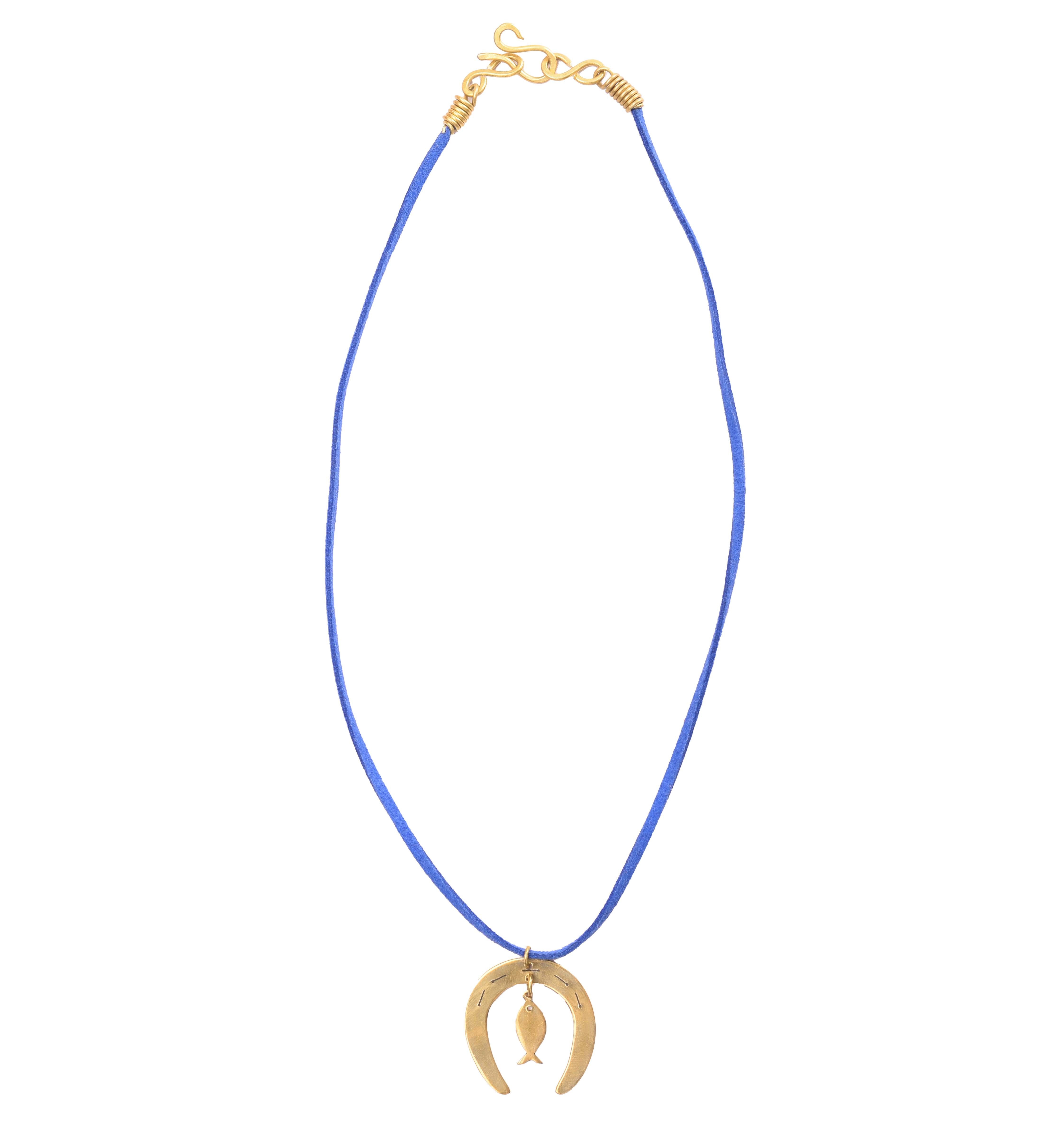 Horseshoe & Fish Brass Necklace