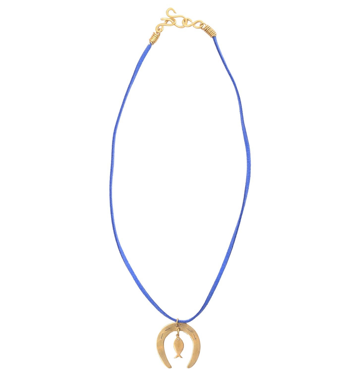 Horseshoe & Fish Brass Necklace