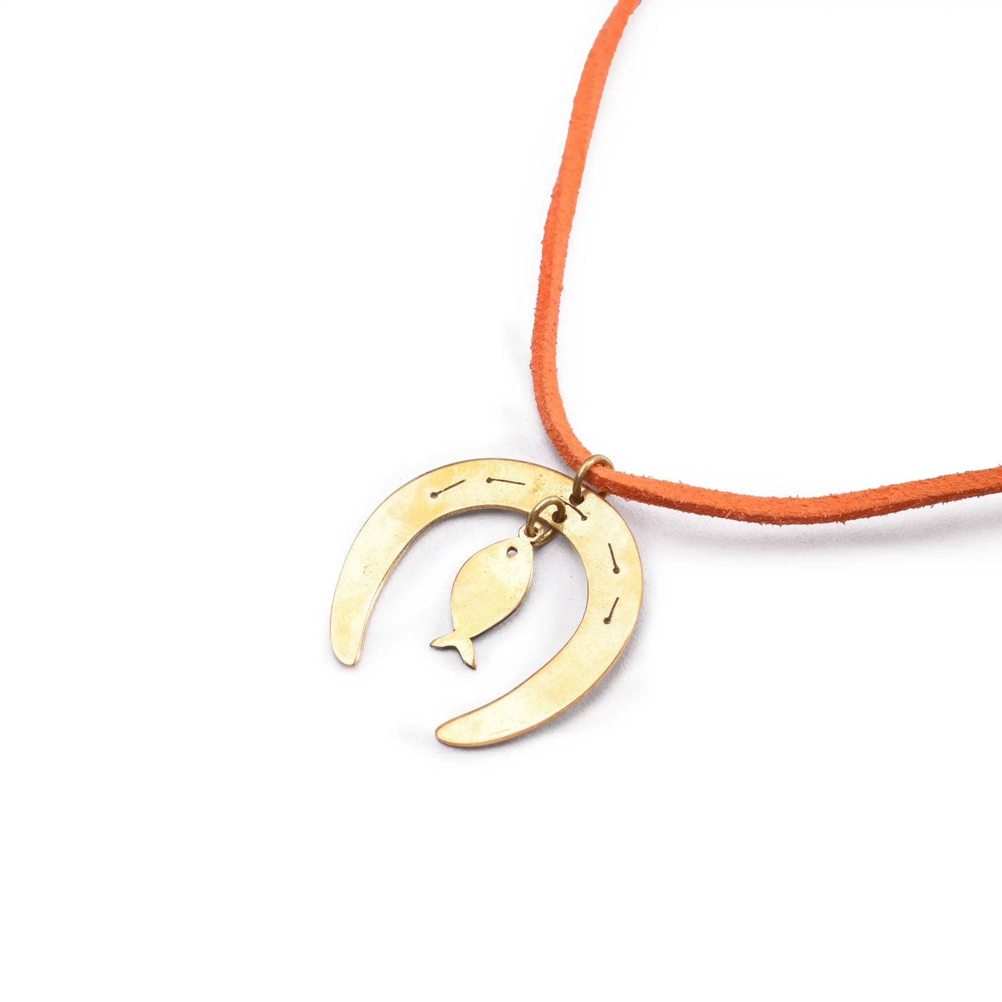 Horseshoe & Fish Brass Necklace