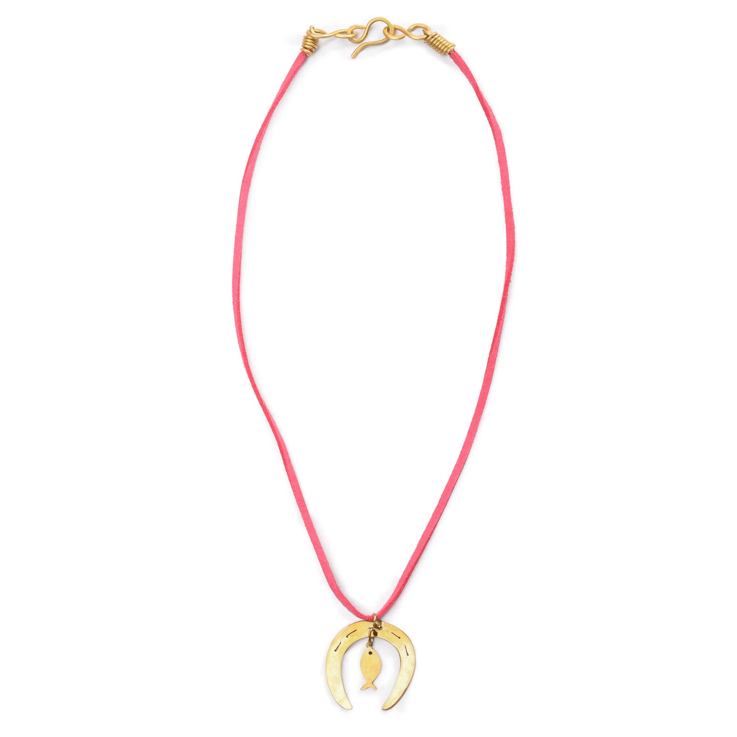 Horseshoe & Fish Brass Necklace