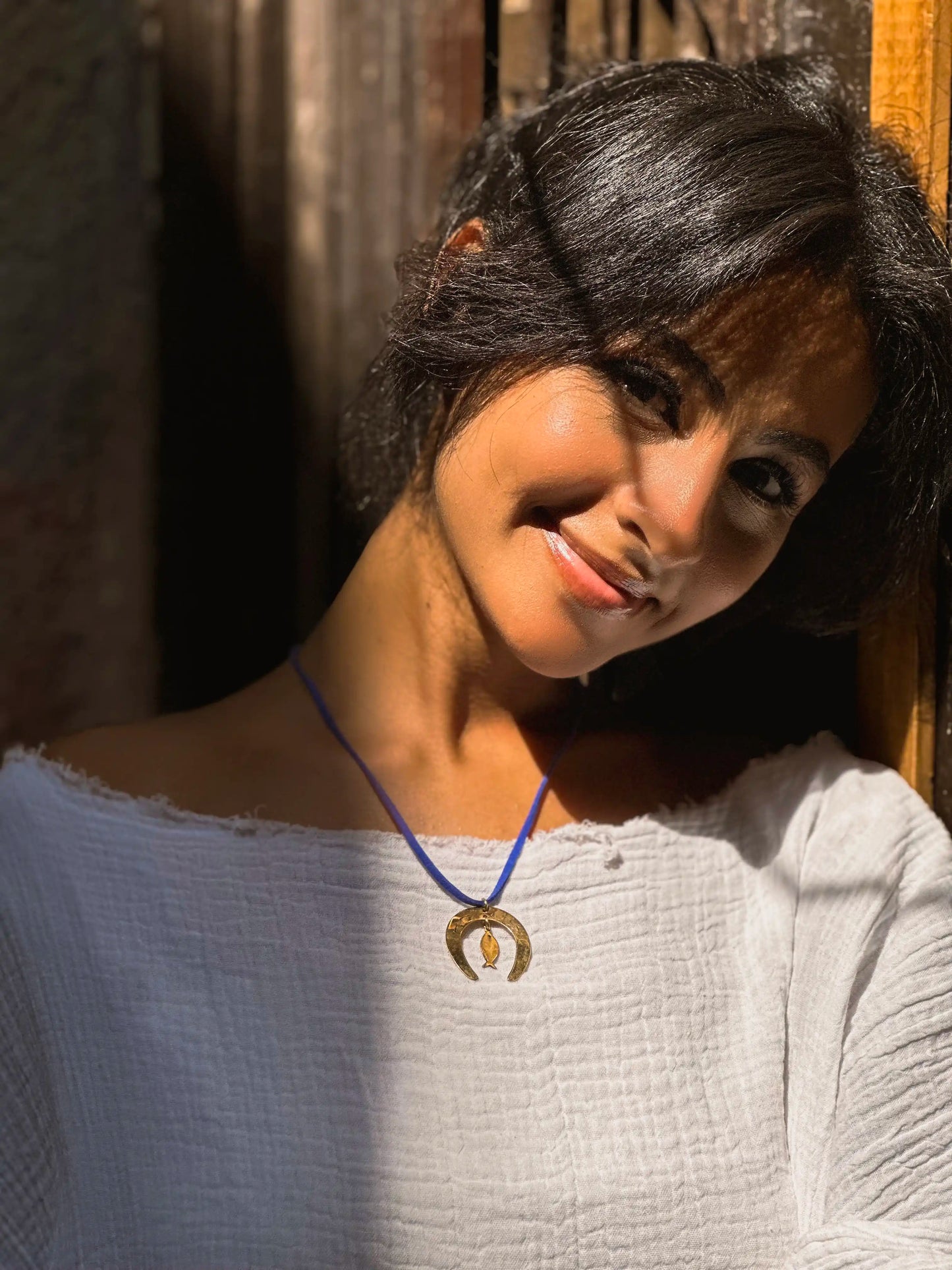 Horseshoe & Fish Brass Necklace