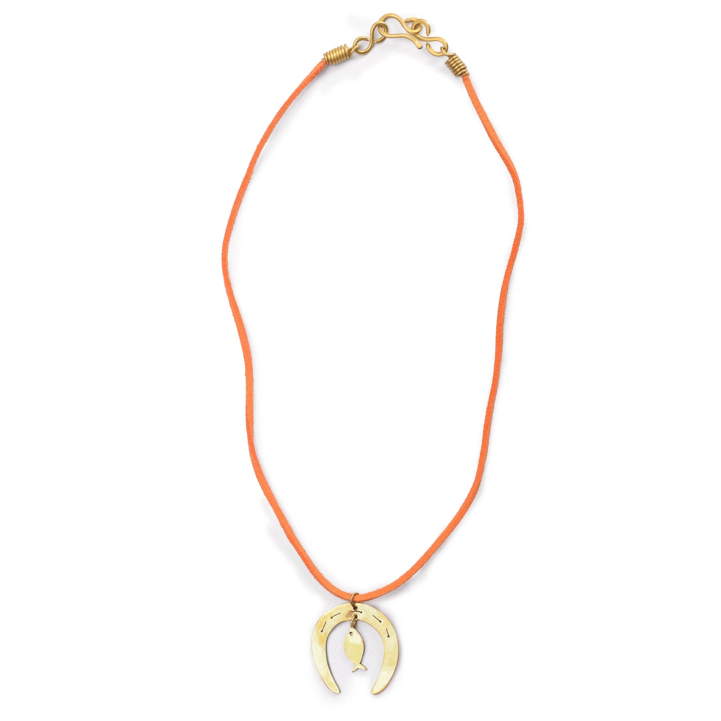 Horseshoe & Fish Brass Necklace
