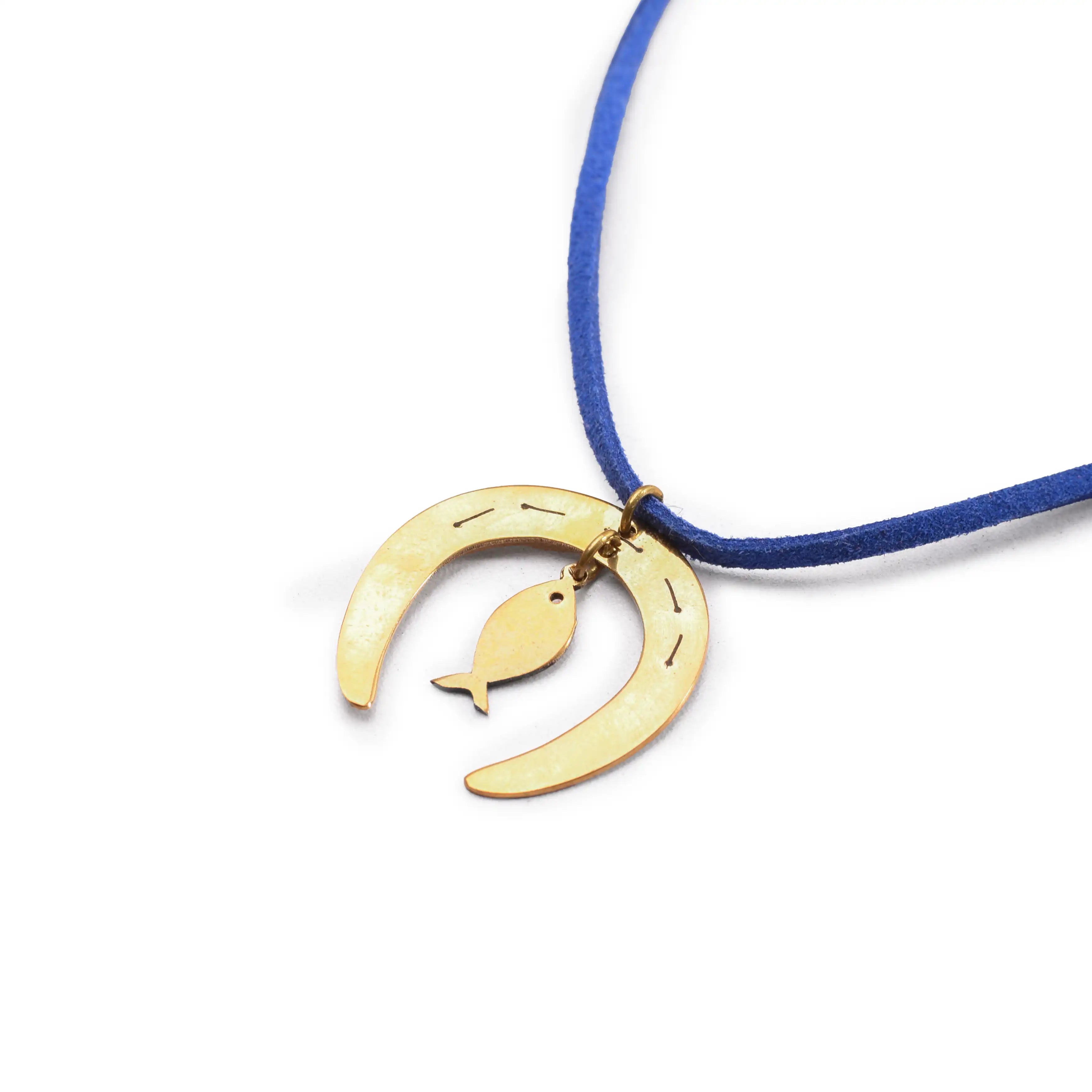 Horseshoe & Fish Brass Necklace