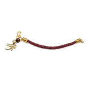 Leather eye of Horus color bargndy Brass Charm Bracelet  