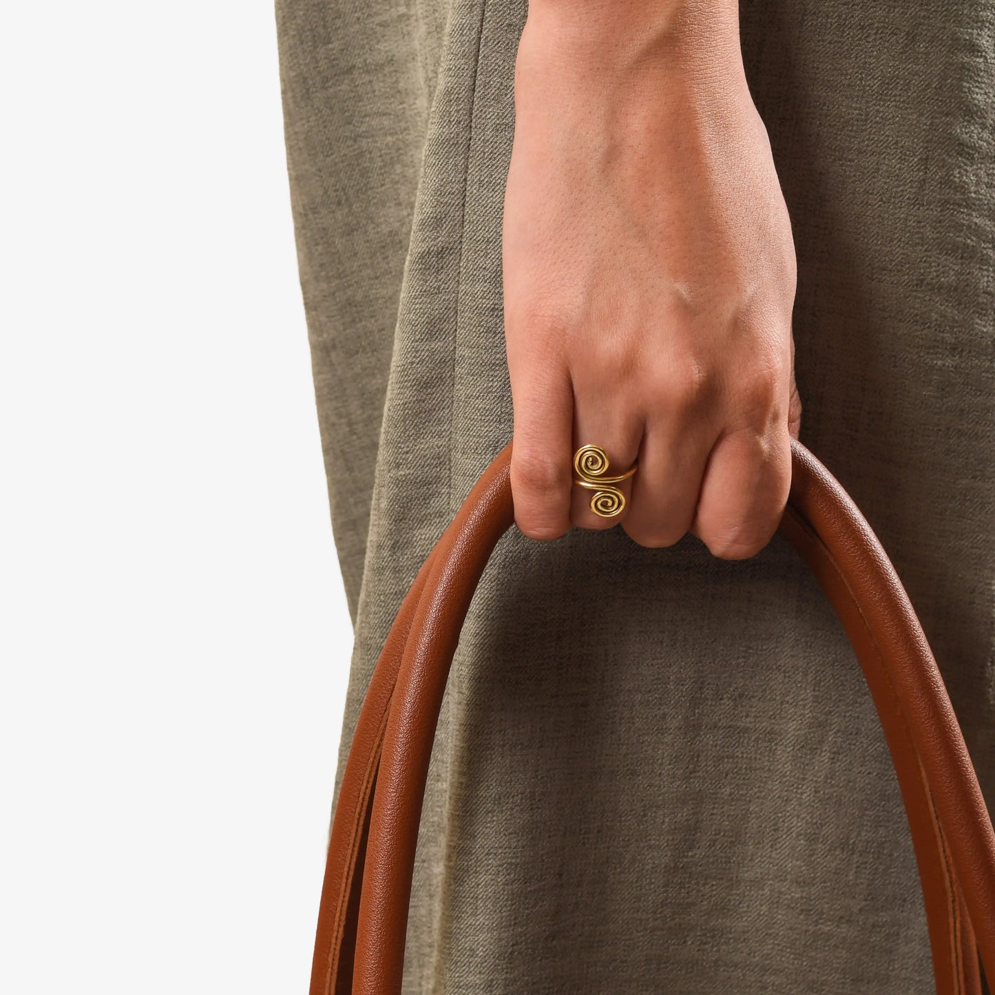 Double Spiral Simple Brass Ring