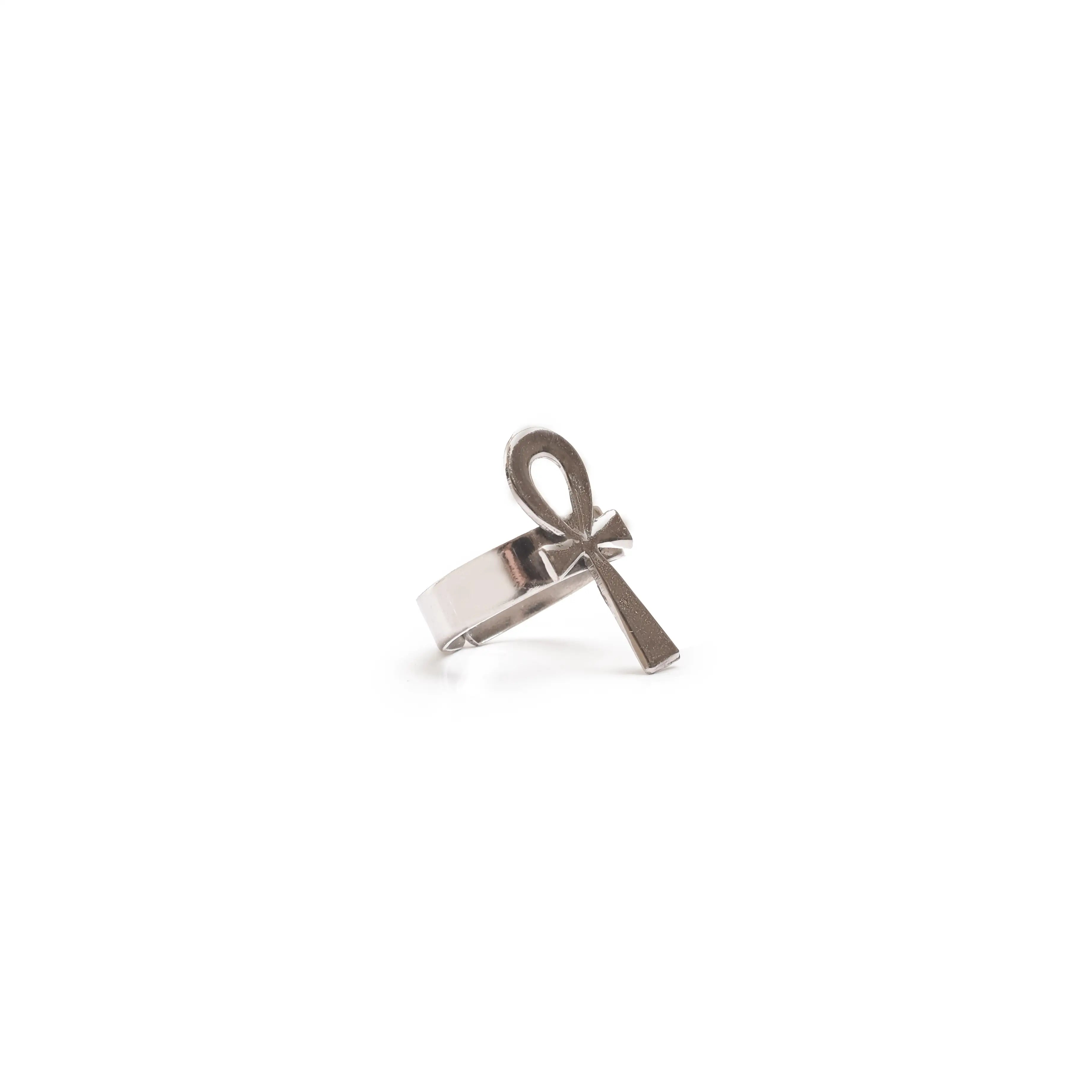 Silver Plated Ring- Hollow Key of Life