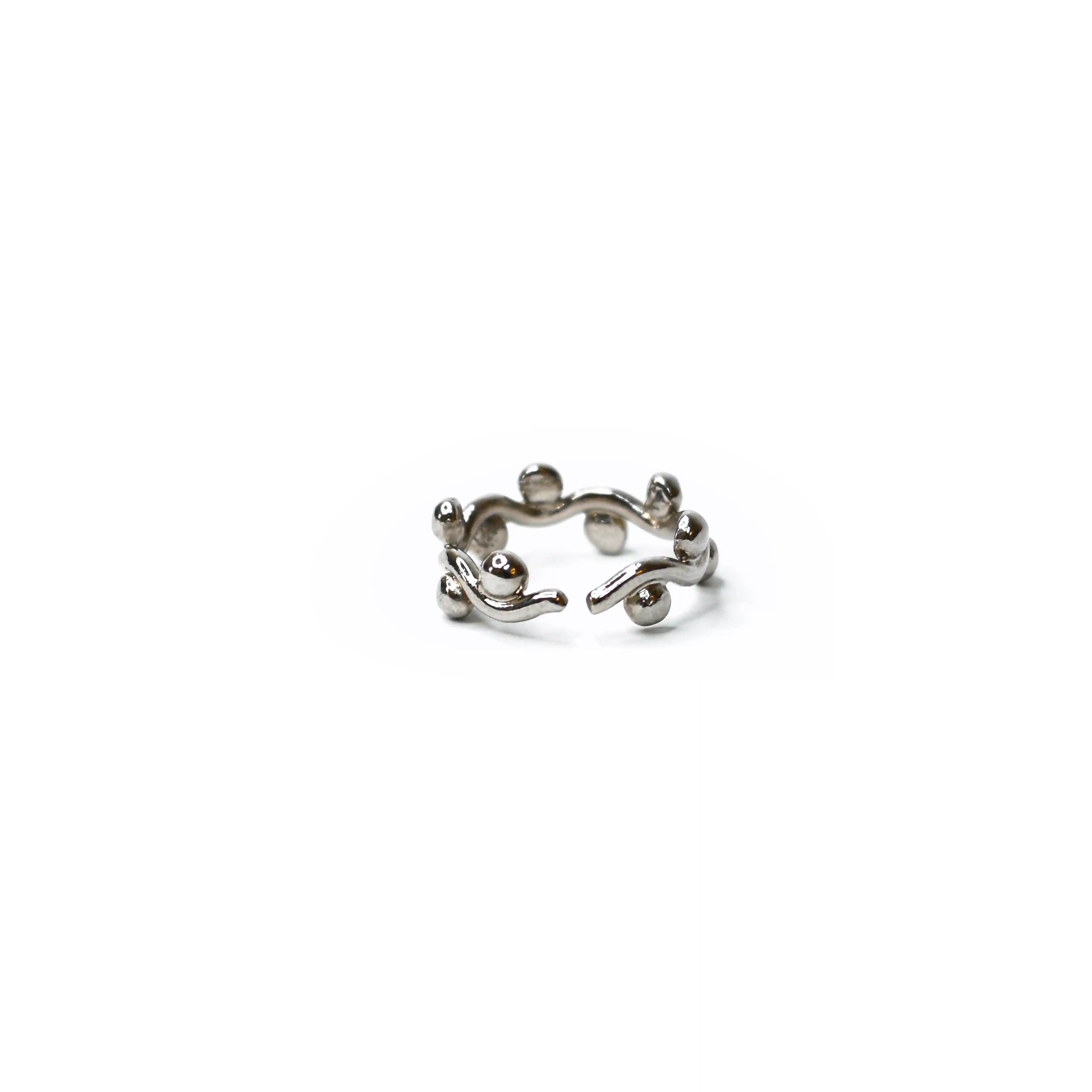 Silver Plated Granulated Brass Ring