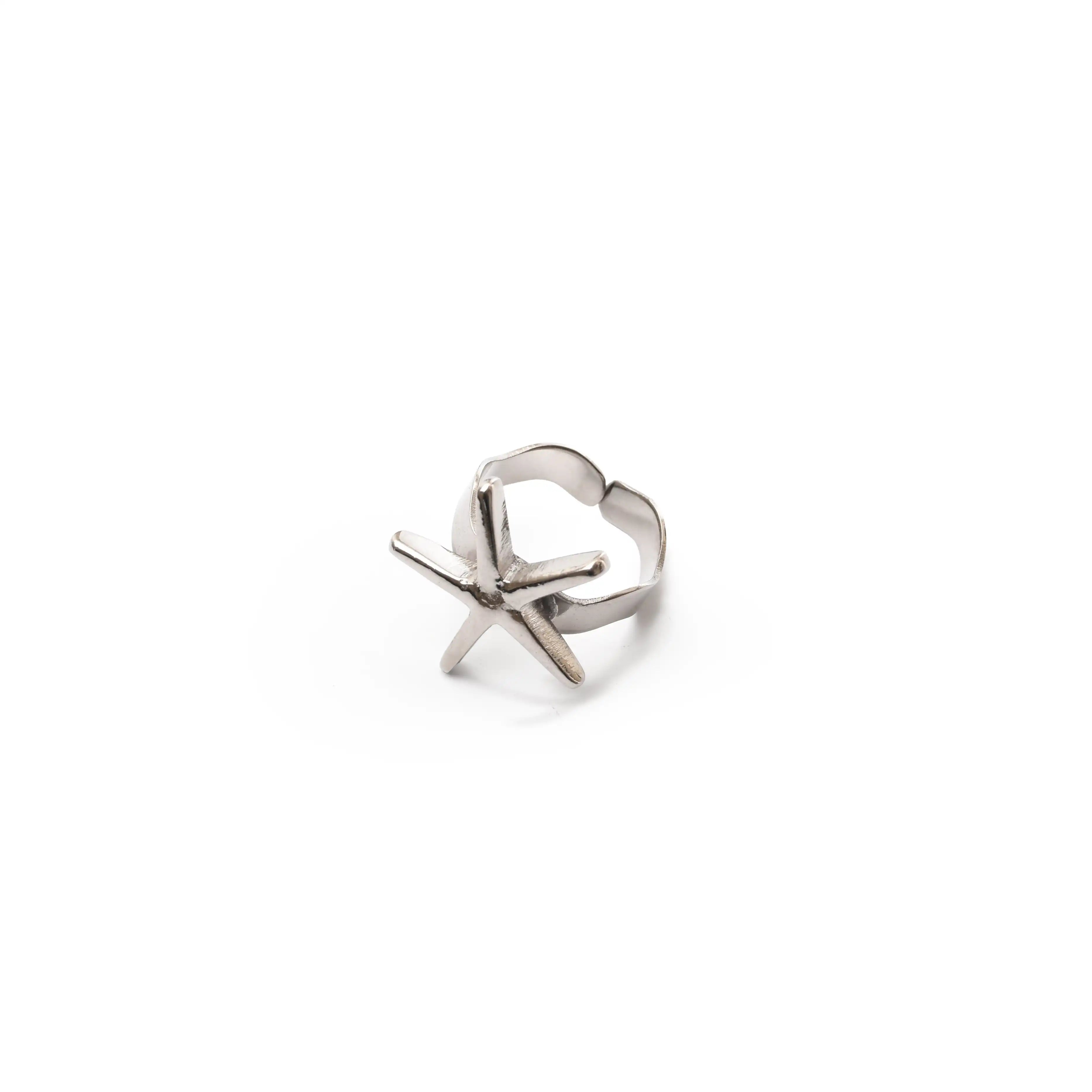 White Nut Star Brass Ring