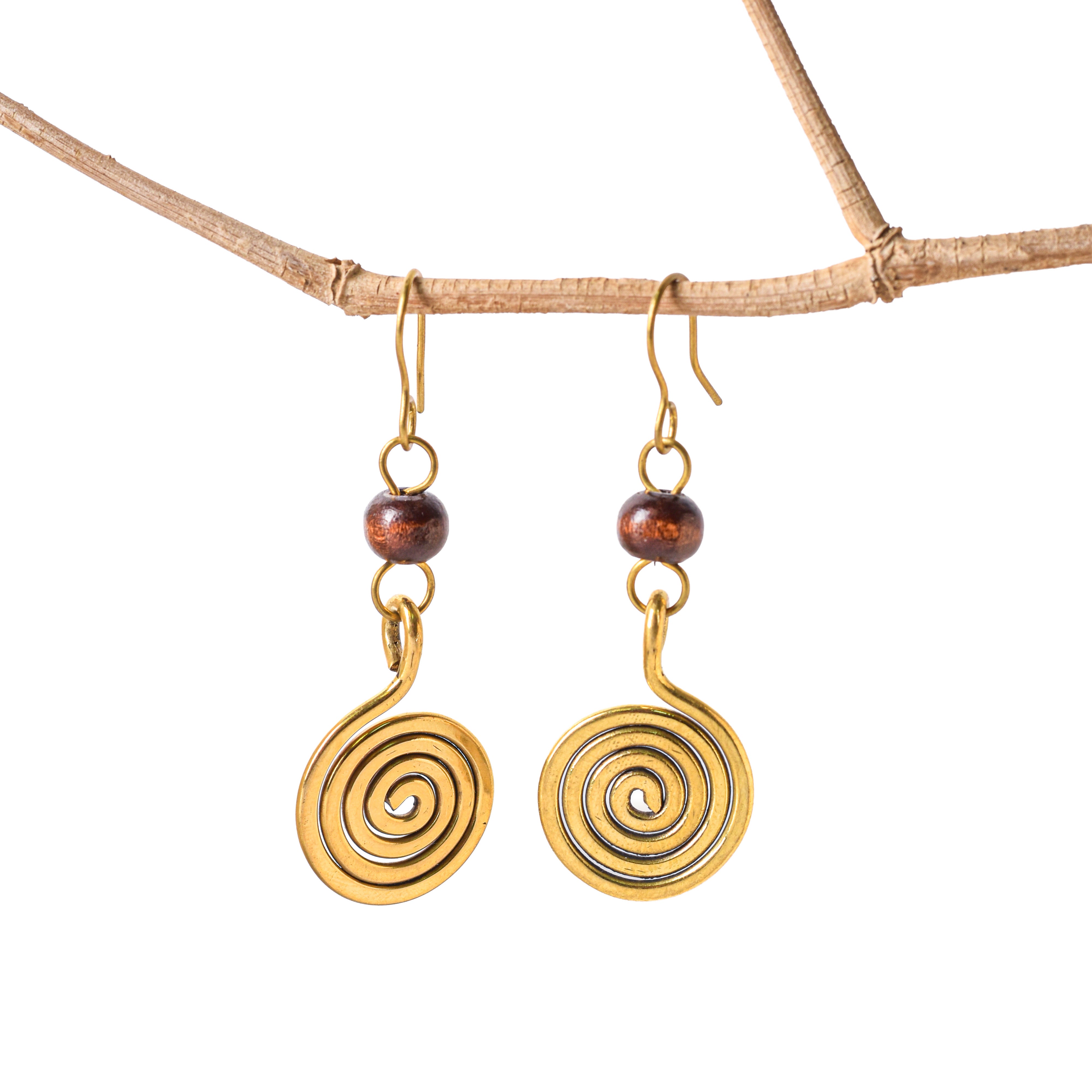 Spiral Brass Earrings