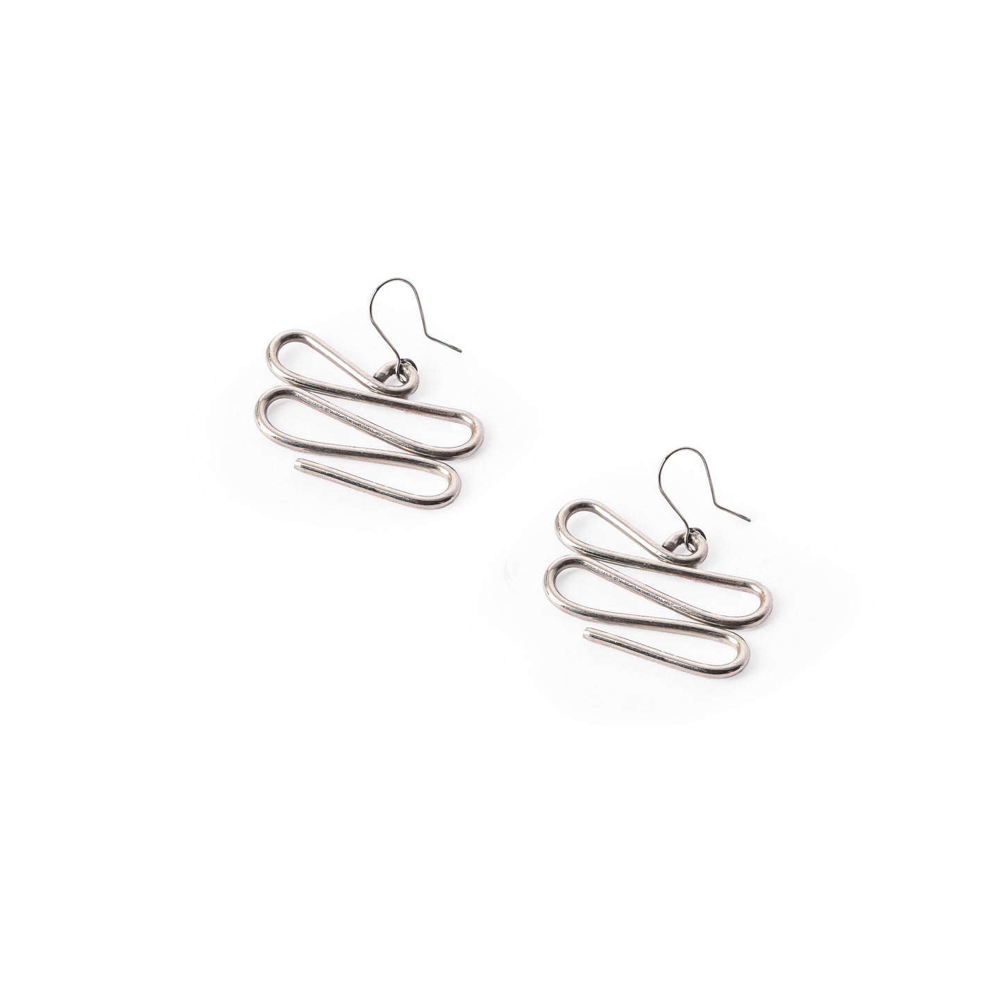 Zigzag Silver Plated Brass Earrings