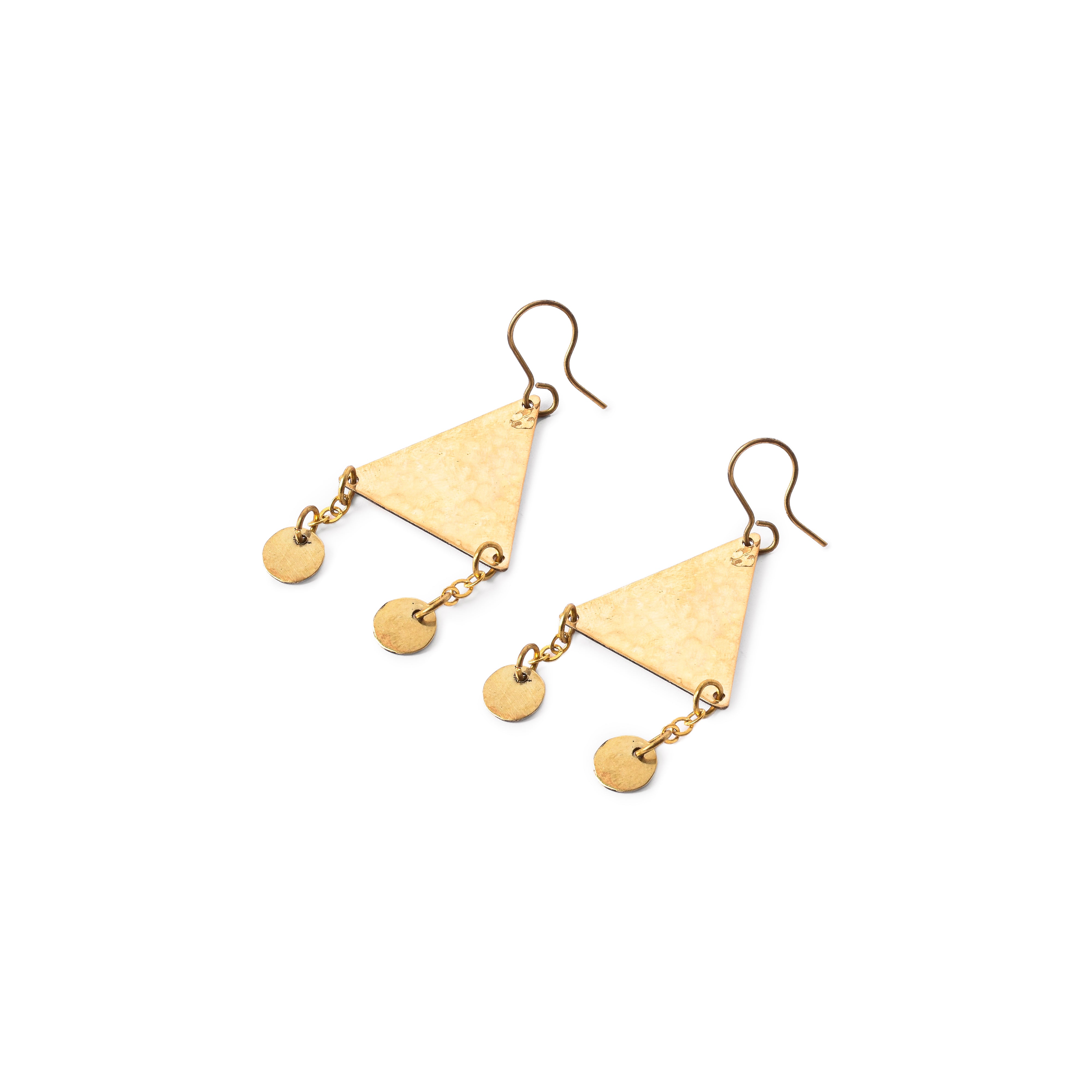 Playful Triangular Brass Earrings