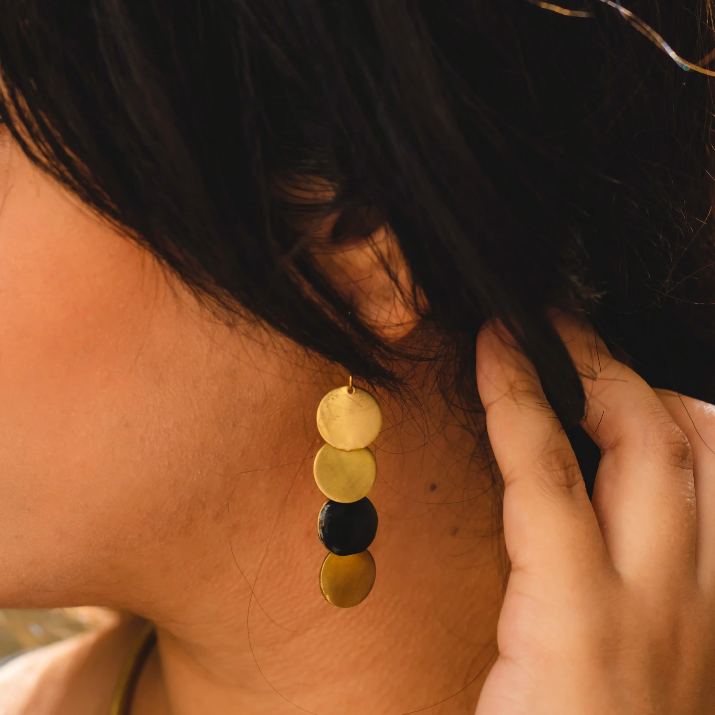 Enamel Brass Circular Earrings