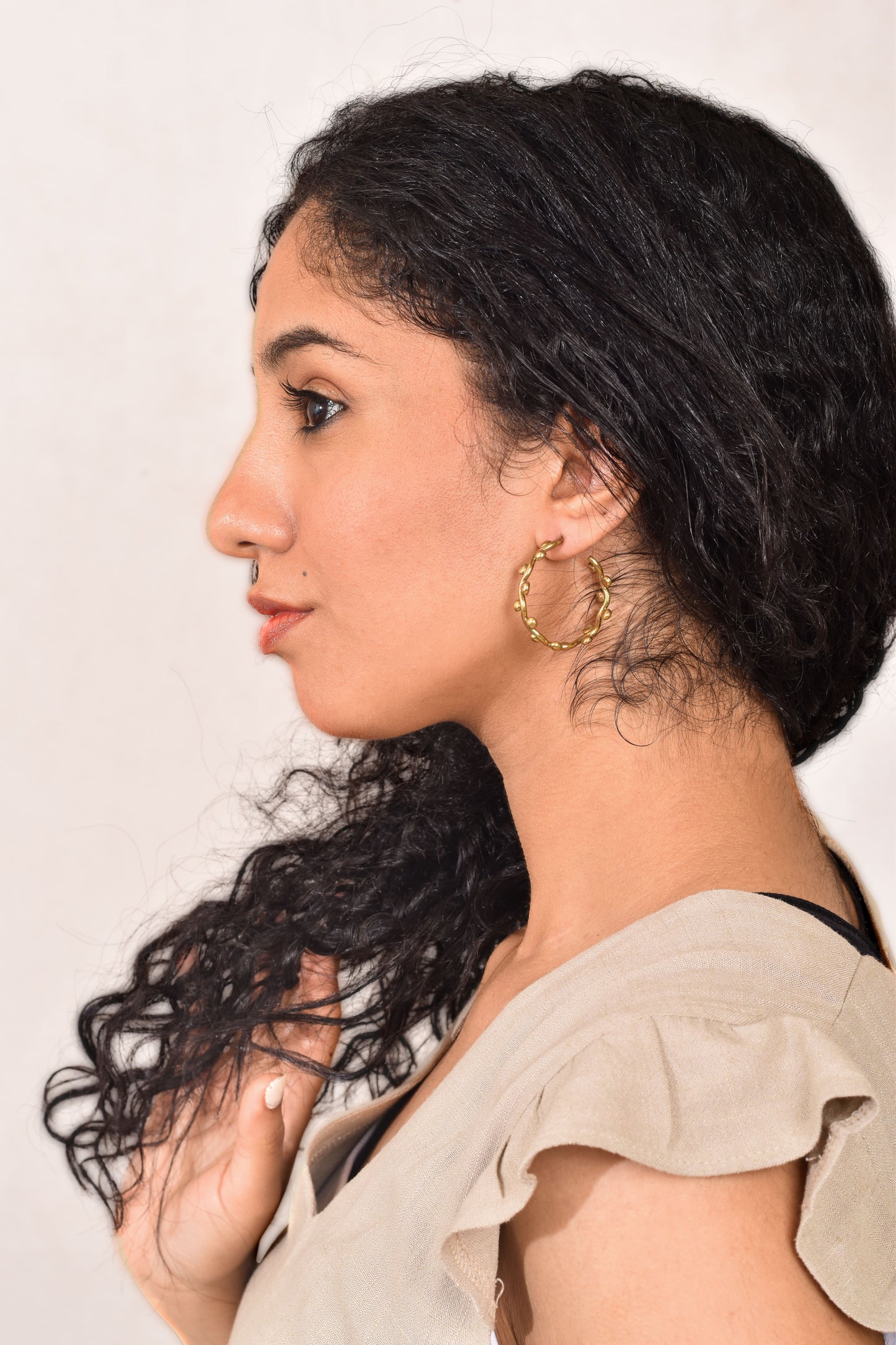 Big Hoop Granulated Brass Earrings