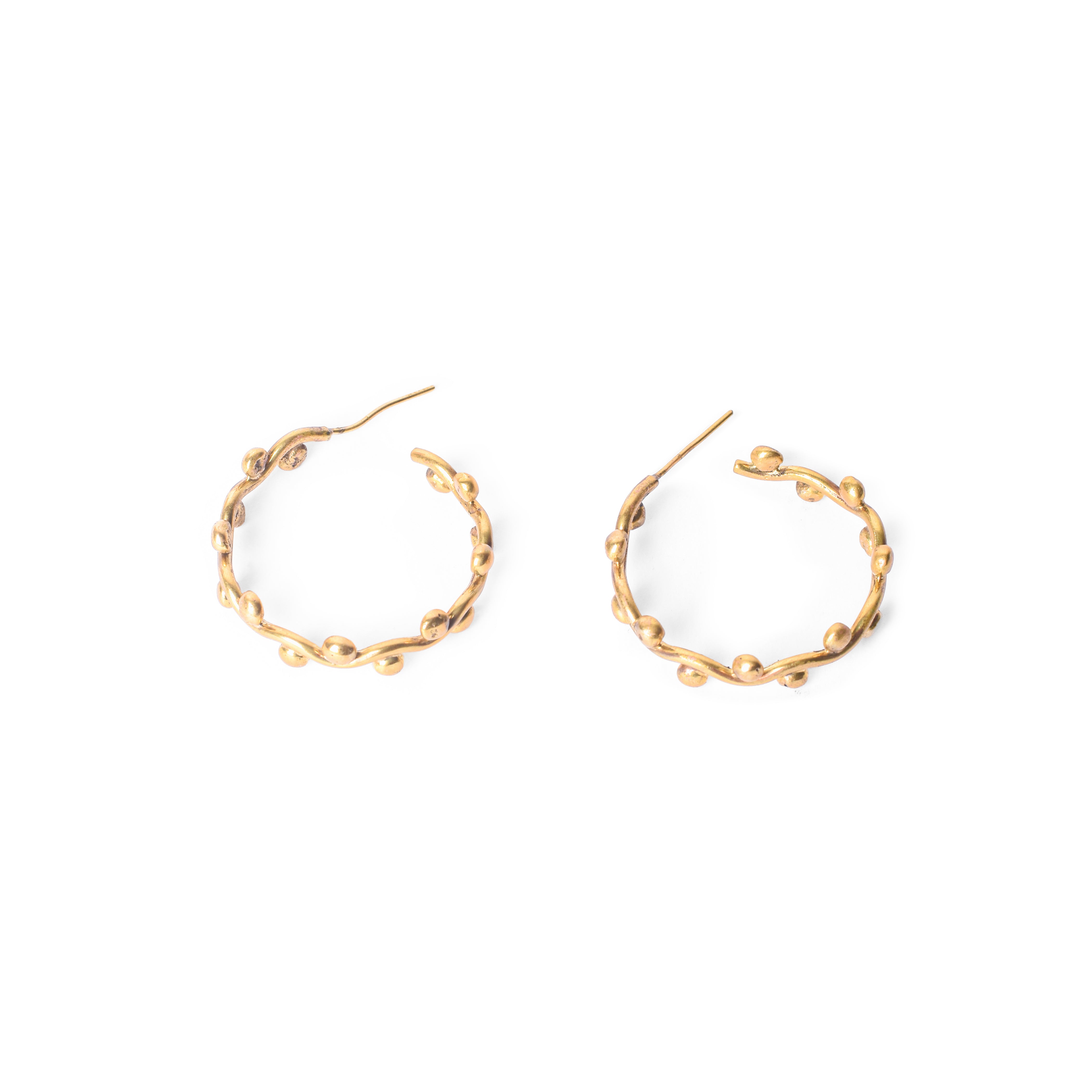 Big Hoop Granulated Brass Earrings