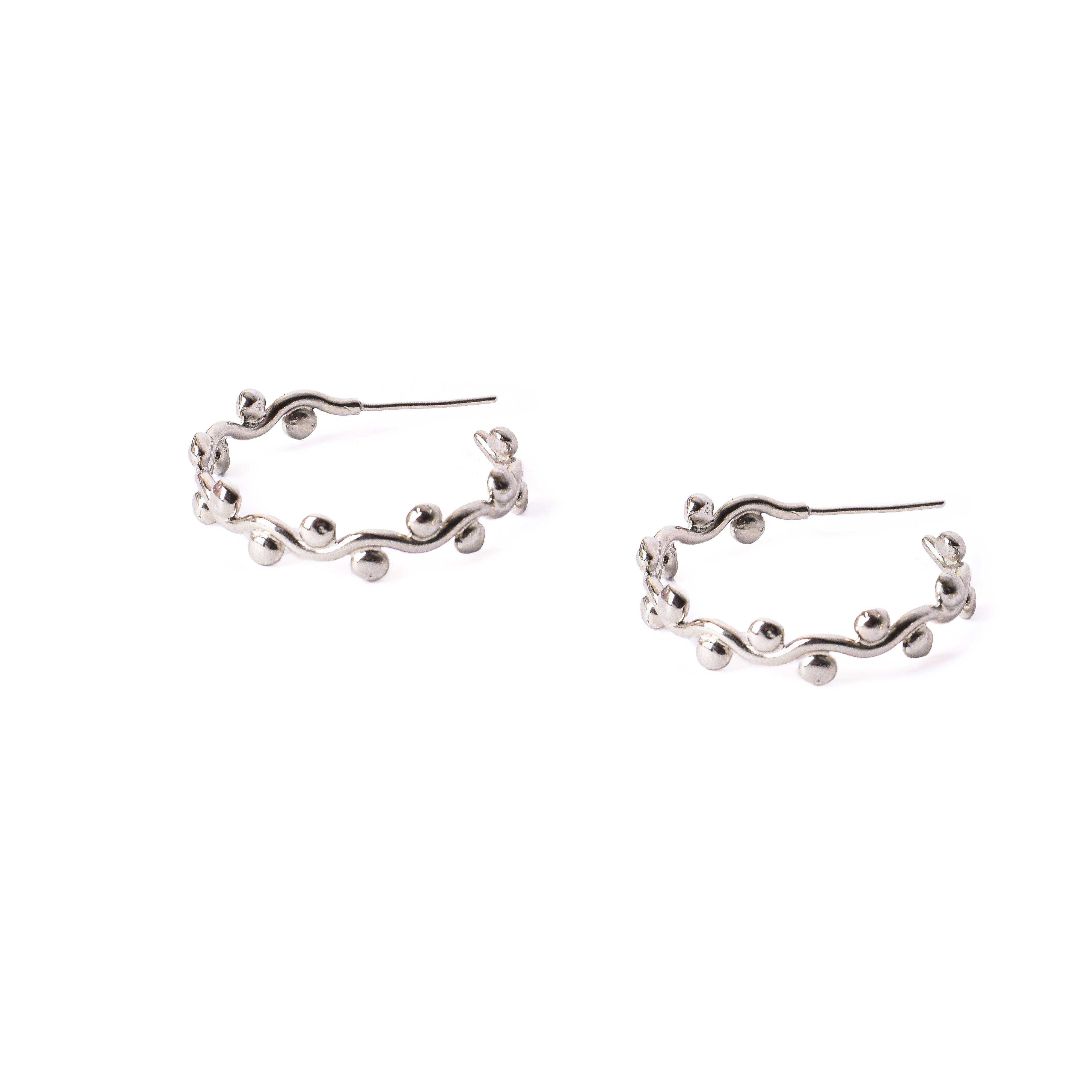 Big Hoop Granulated Silver Plated Earrings