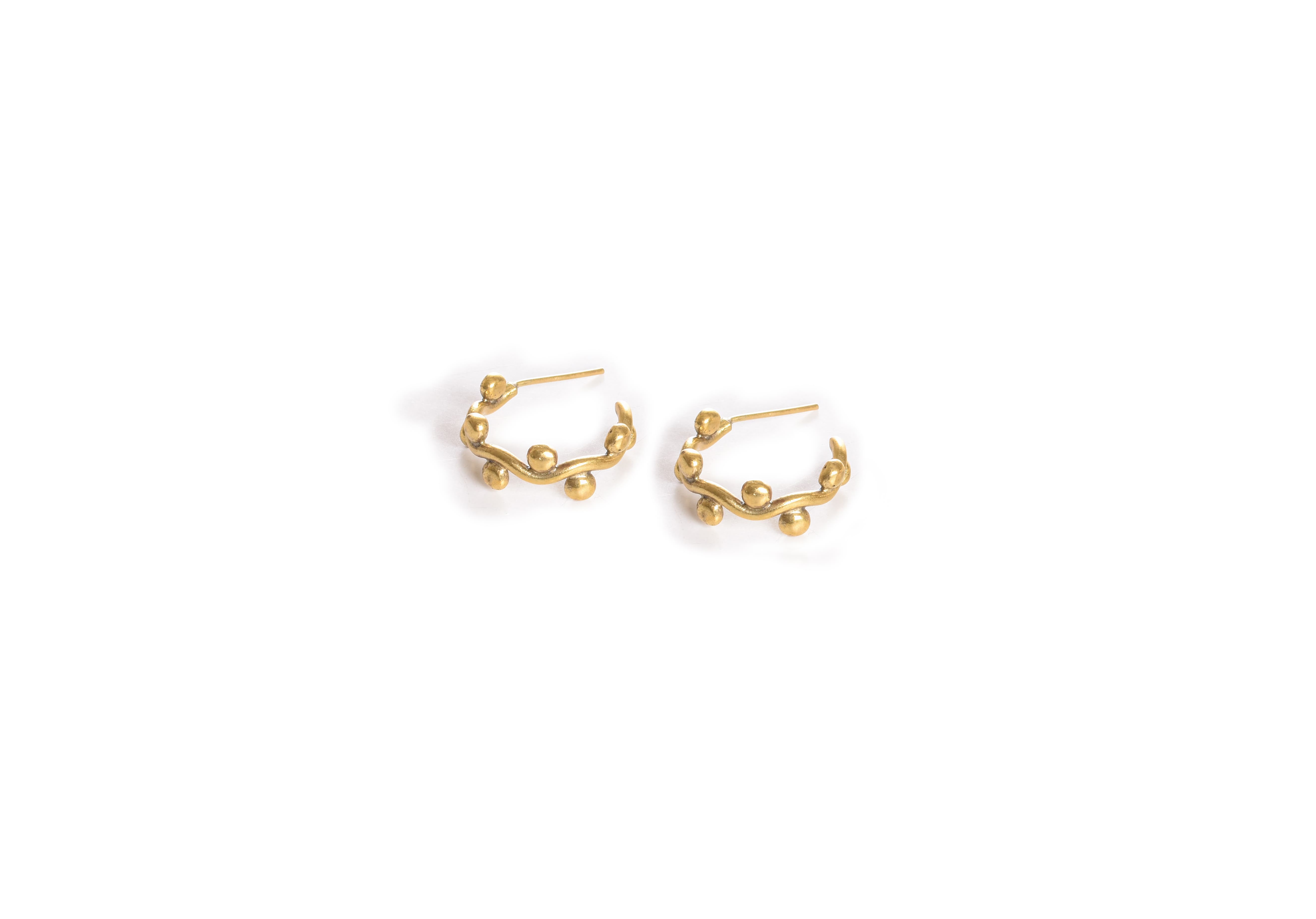 Small Hoop Granulated Brass Earrings