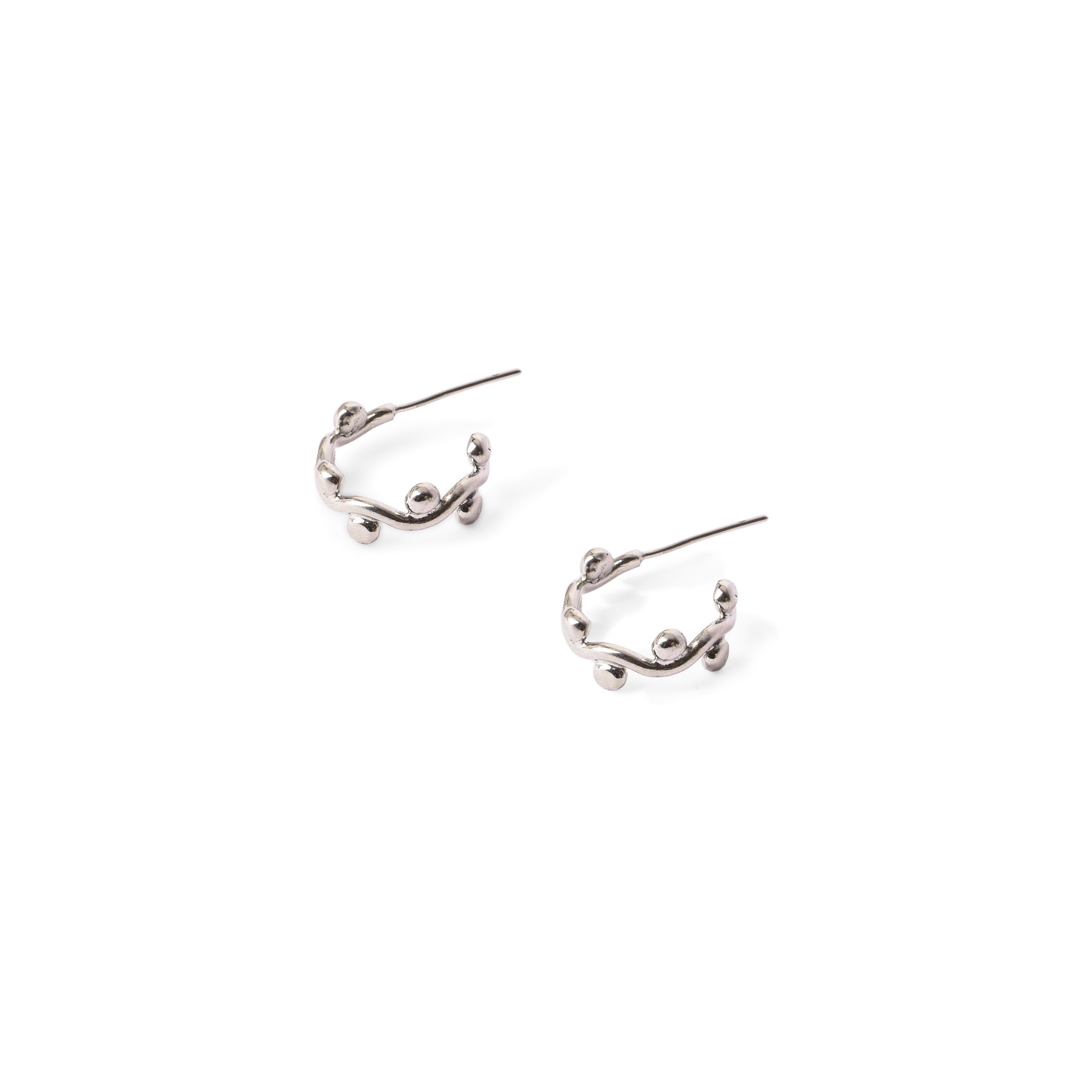 Small Hoop Granulated Silver Plated Earrings