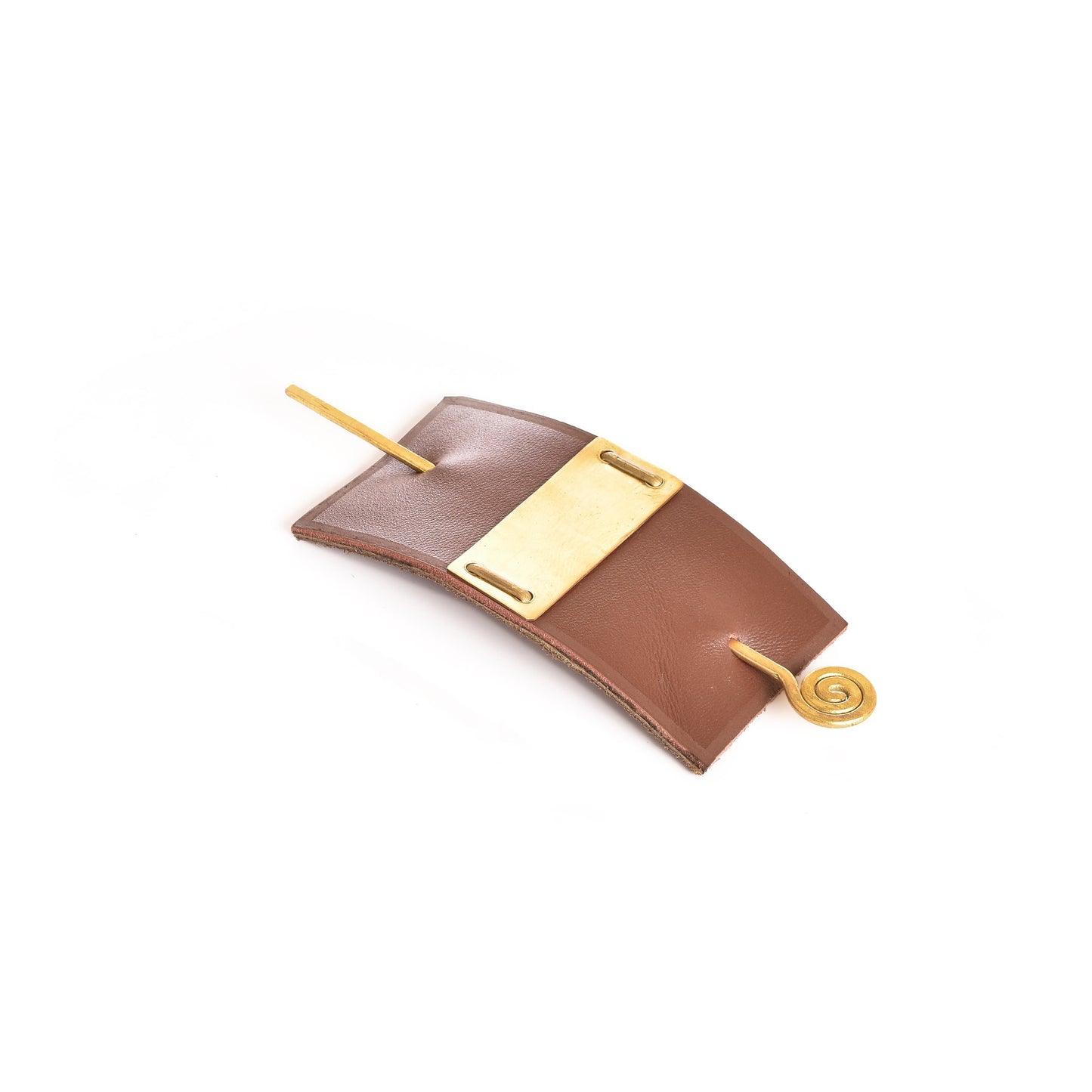 Leather and Brass Hair Pin