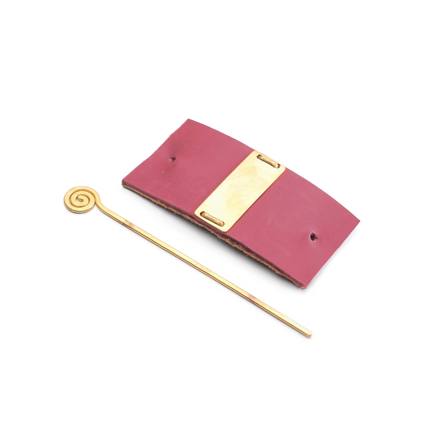 Leather and Brass Hair Pin