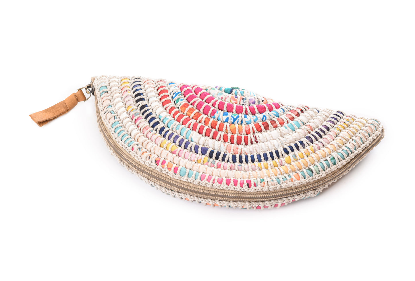 Upcycled Fabric Half Circle Bag