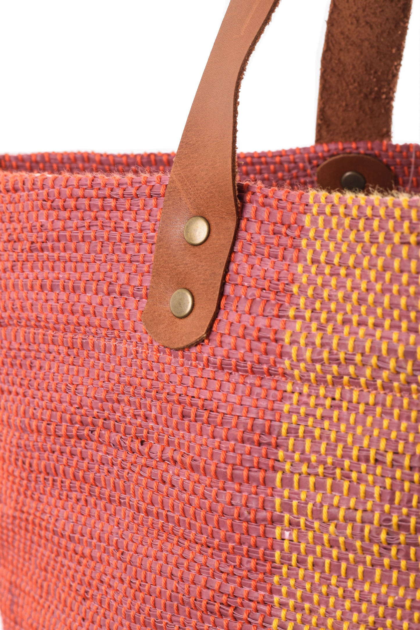 Recycled Plastic and Leather Tote Bag