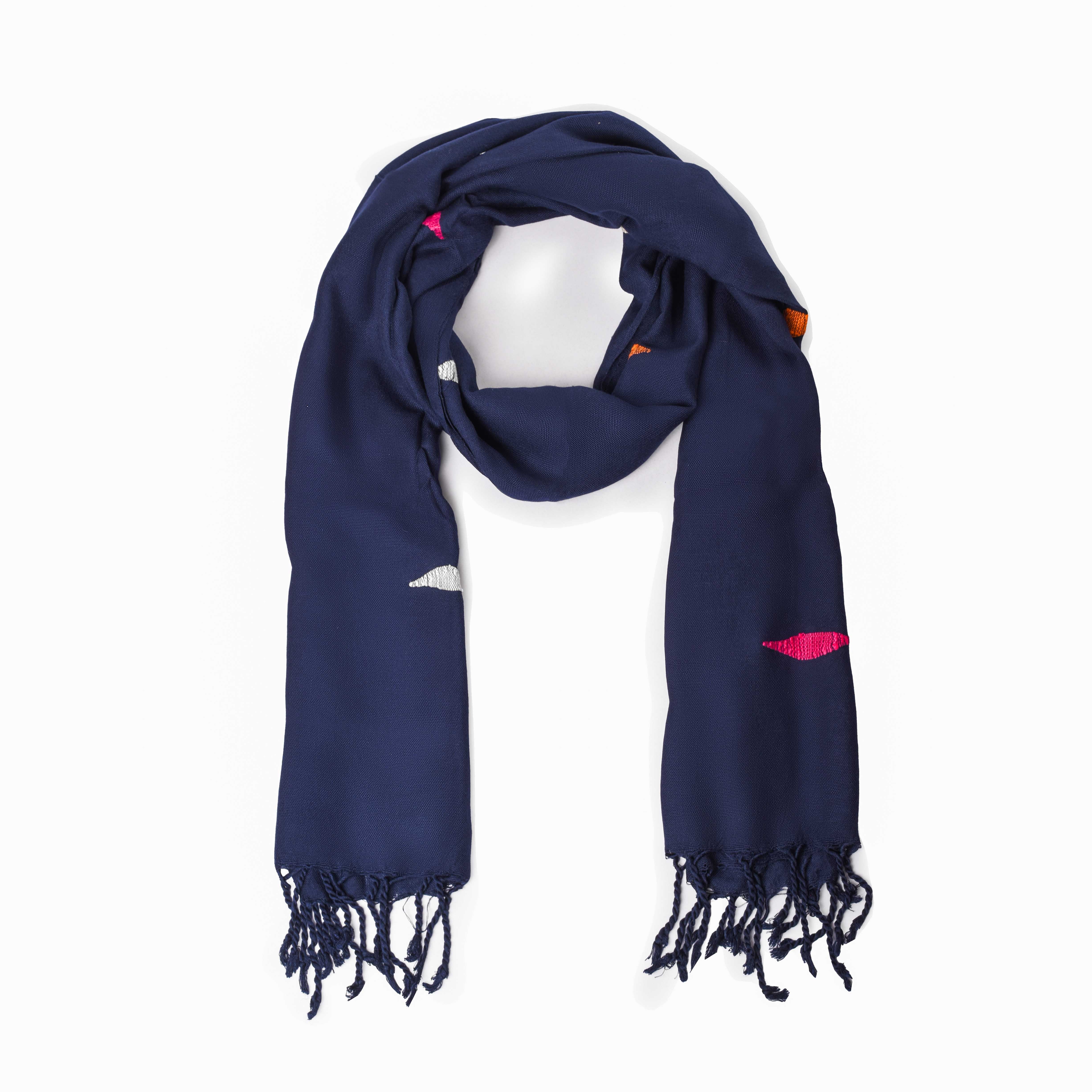 Handwoven with Embedded Embroidery Scarf- Eye (165*60cm)