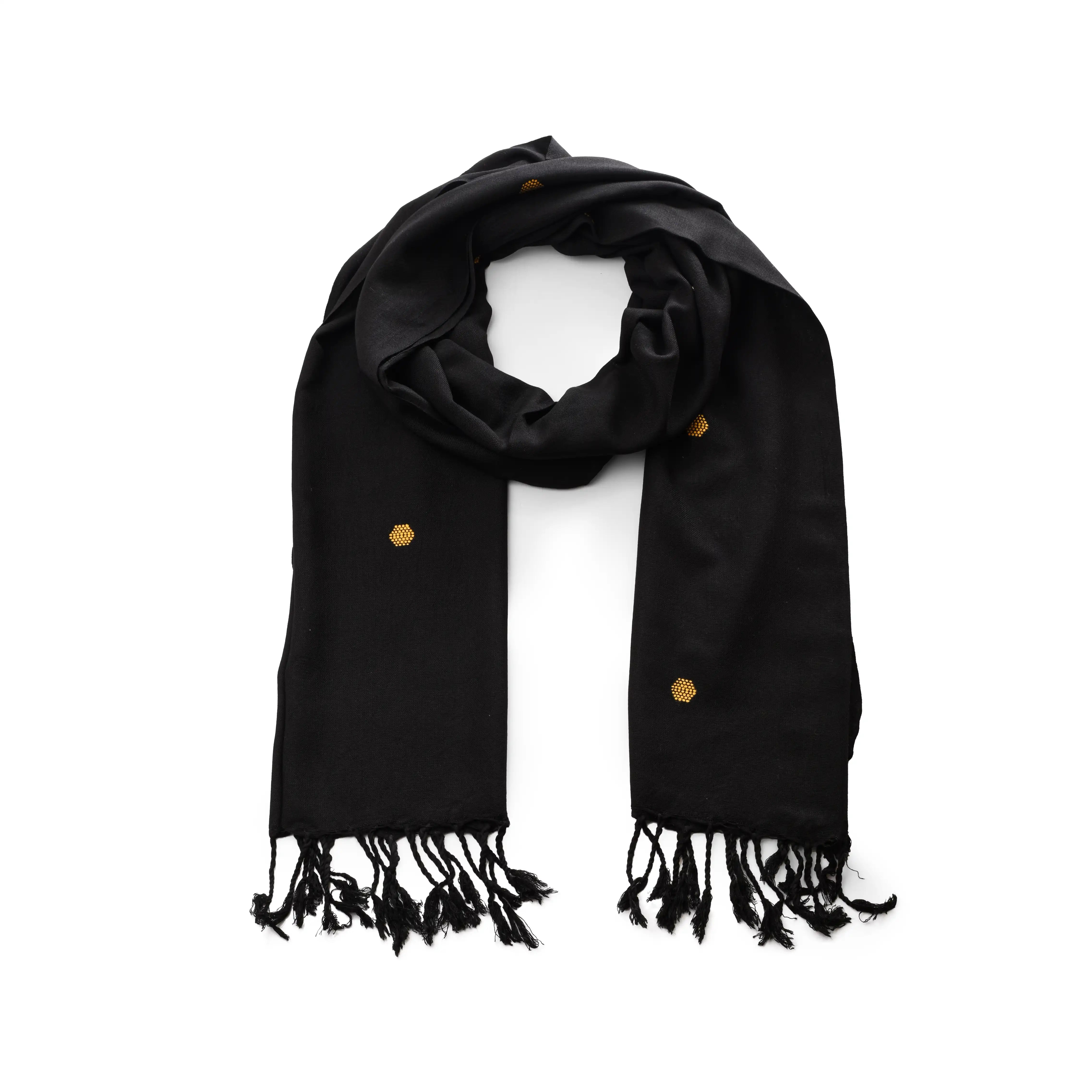 Handwoven with Embedded Embroidery Scarf- Circles (185*65cm)