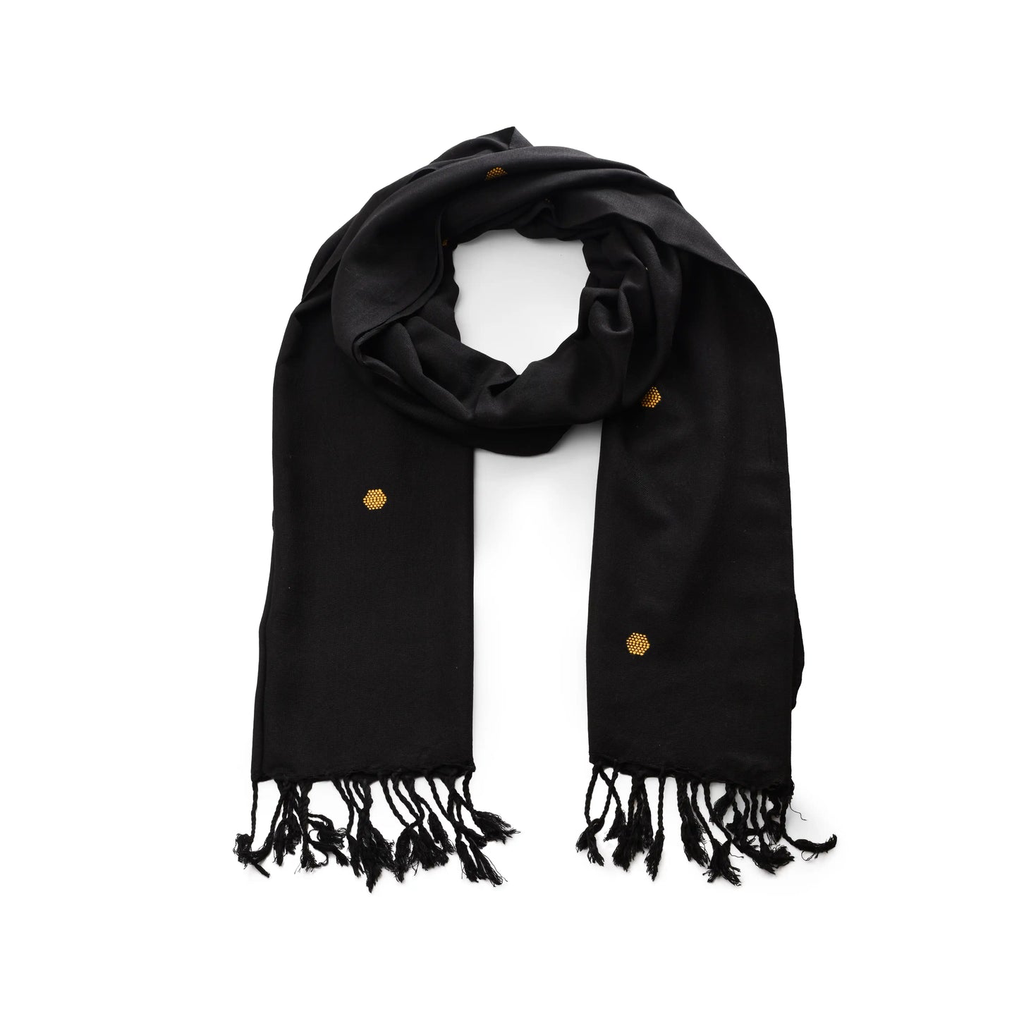 Handwoven with Embedded Embroidery Scarf- Circles (185*65cm)