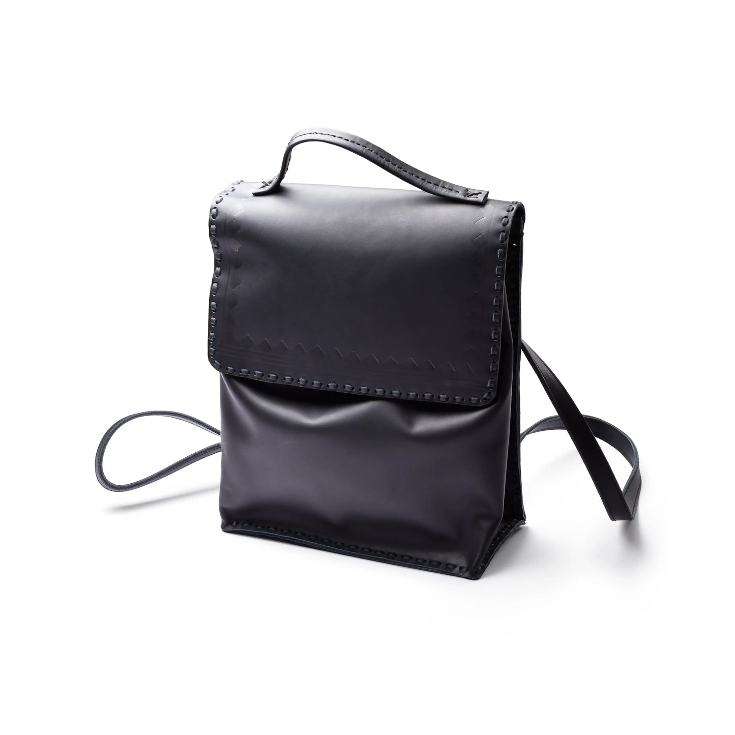 Leather Shoulder Bag With Color Blak