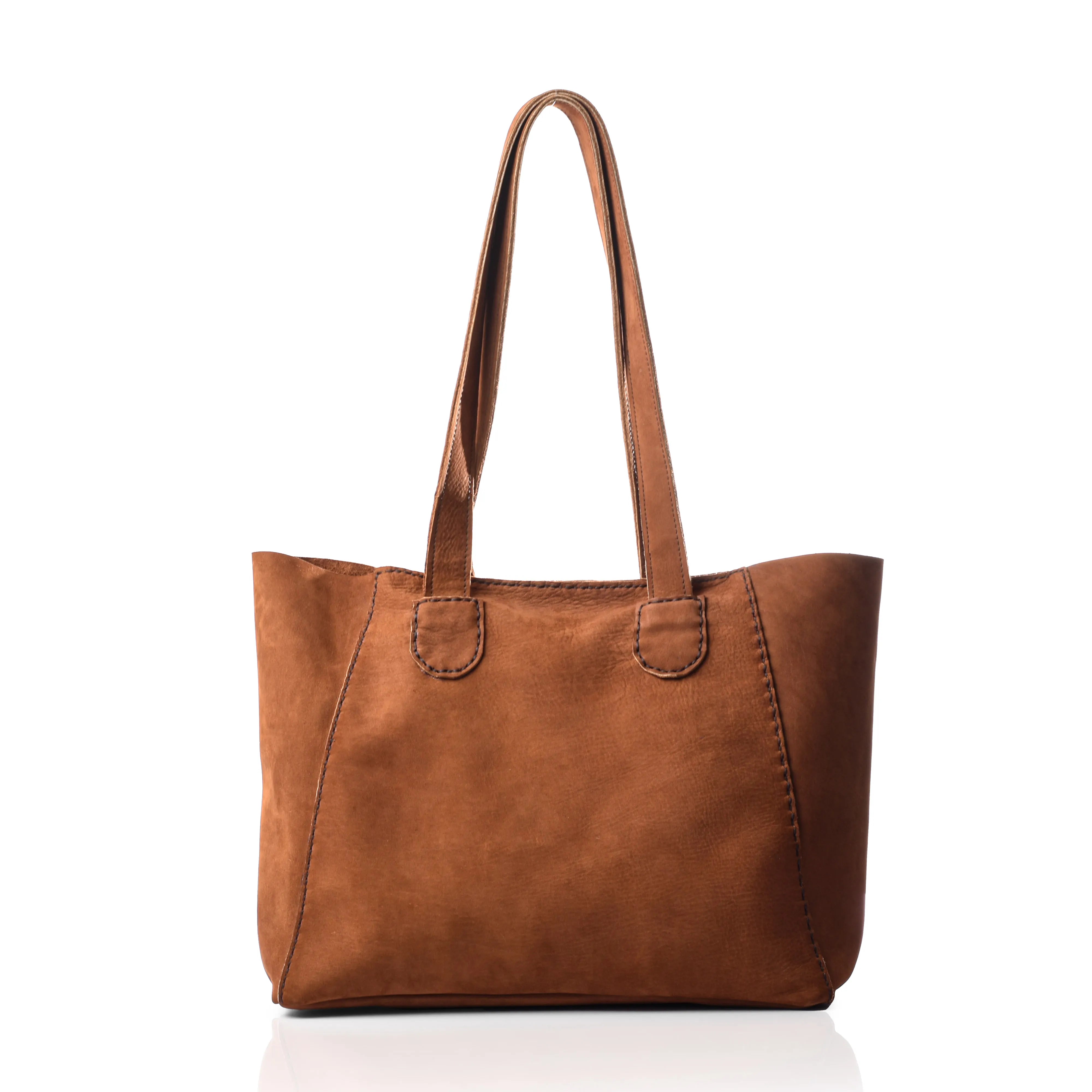 Suede Hand Bag With Color Brown