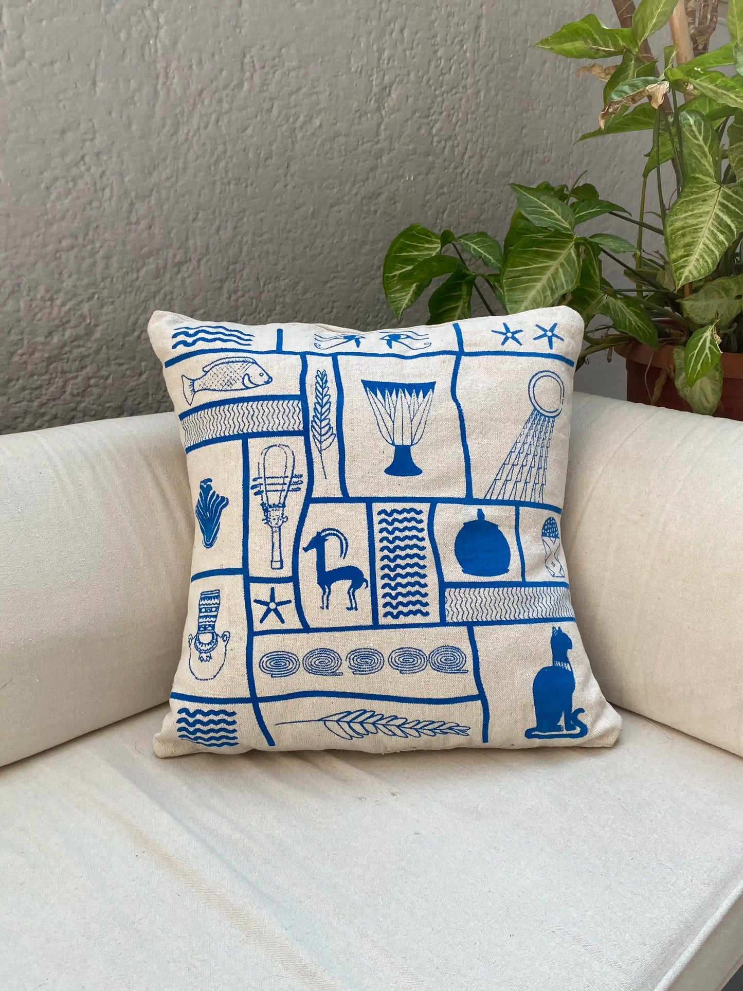 Ancient Egyptian Screen Printed Cushion Cover