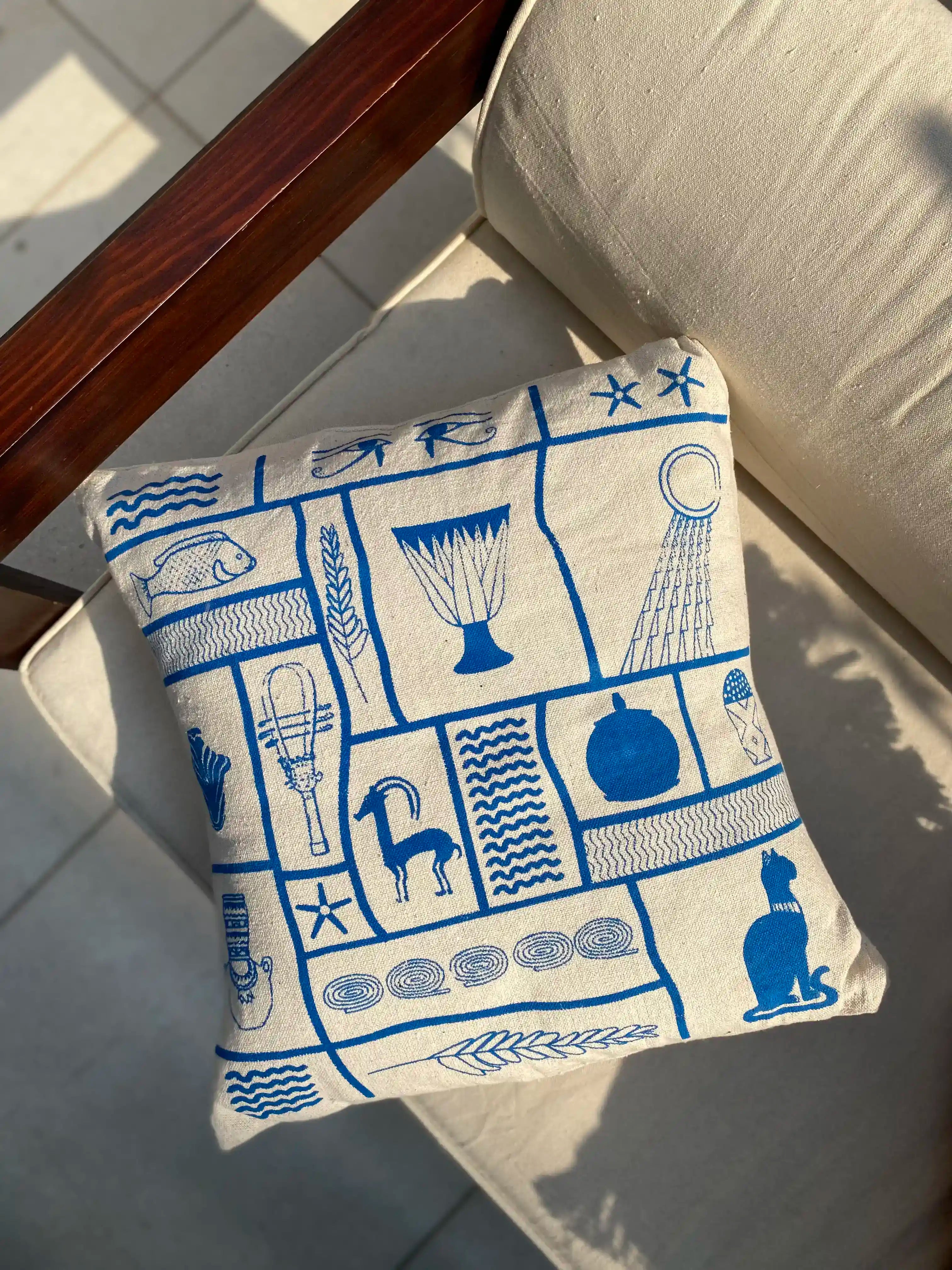 Ancient Egyptian Screen Printed Cushion Cover
