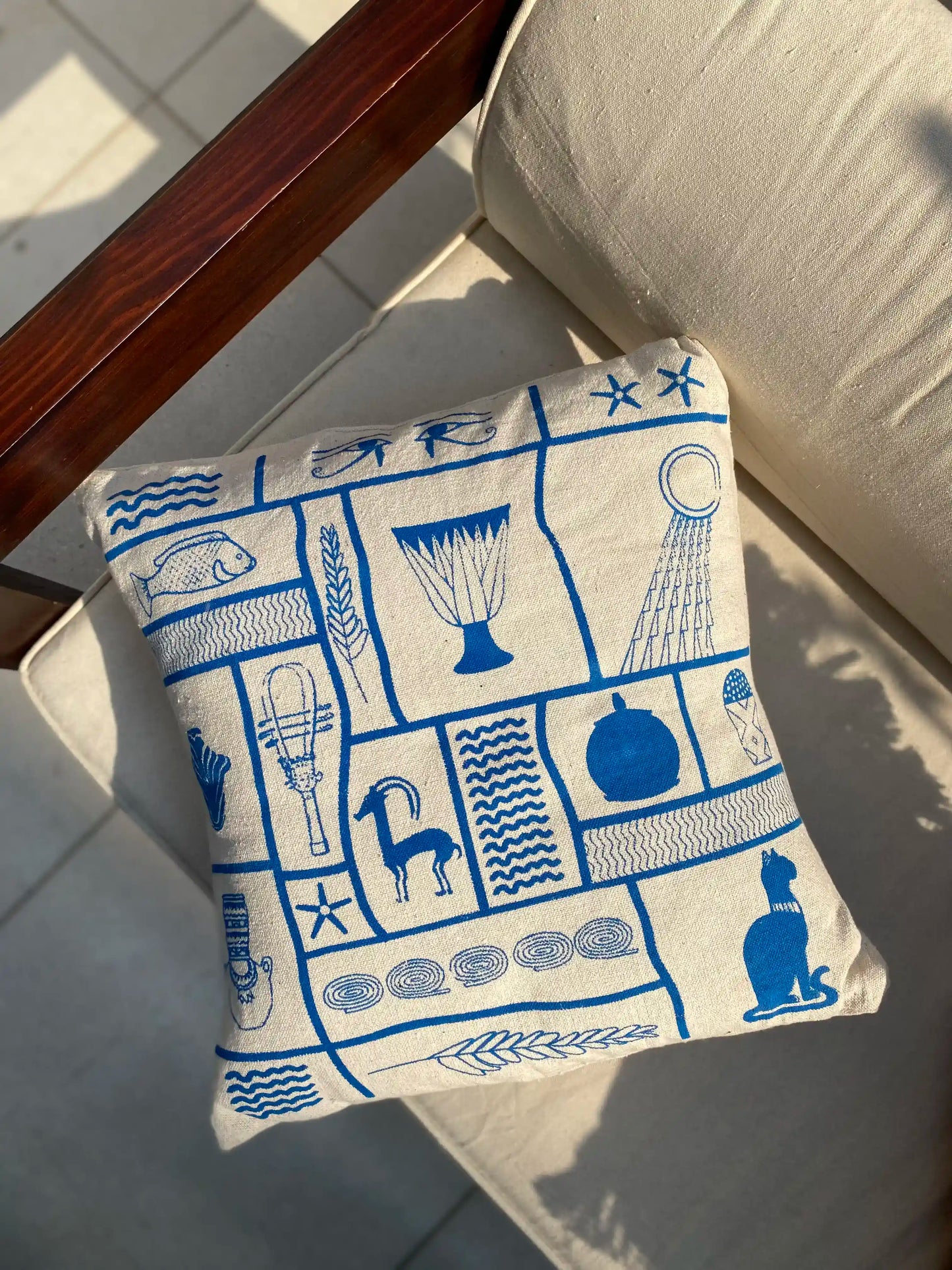 Ancient Egyptian Screen Printed Cushion Cover