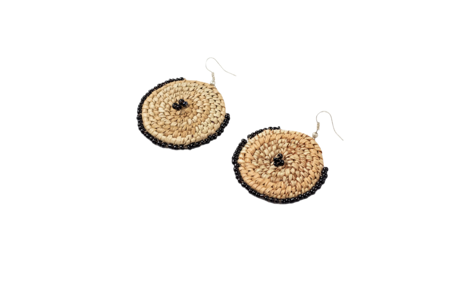 Beaded Round Woven Earrings