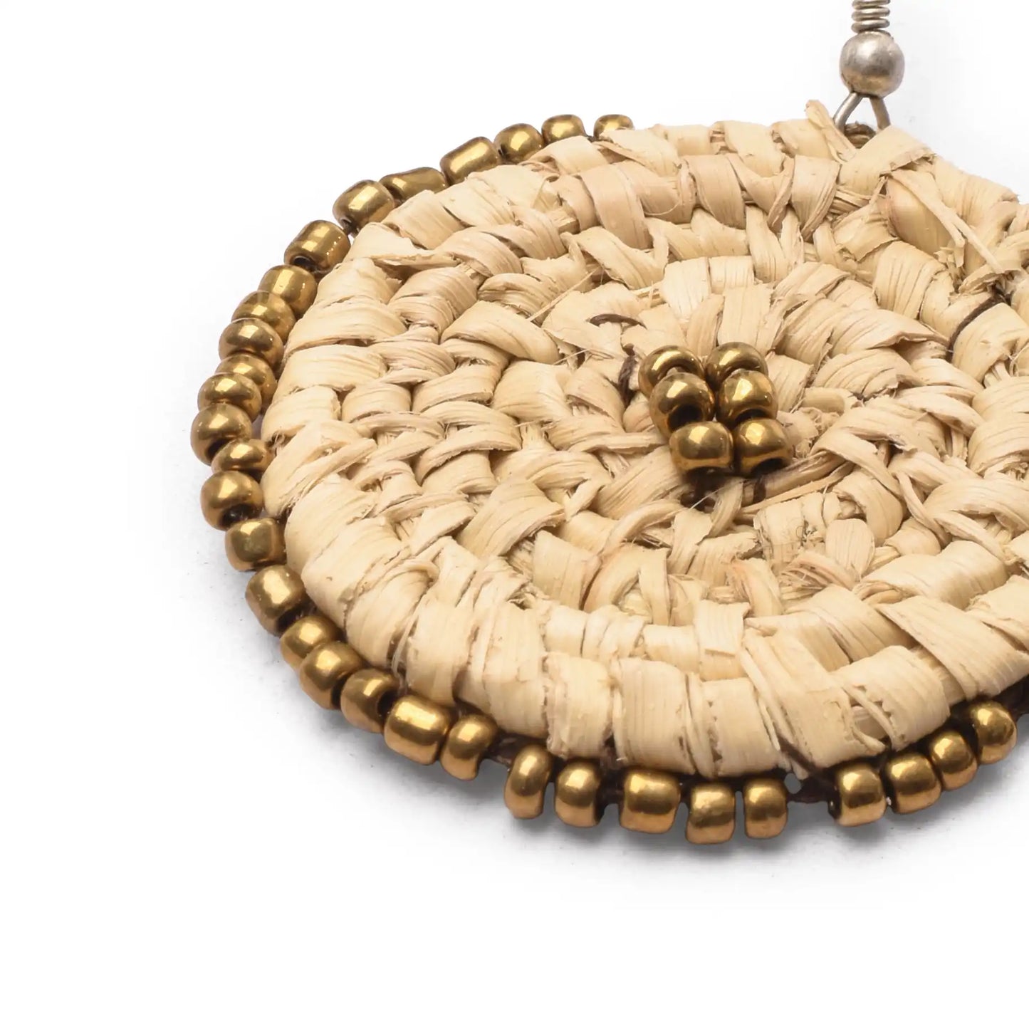 Round Woven Earrings with Beads