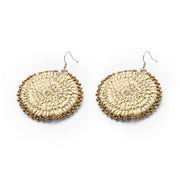 Round Woven Earrings with Beads
