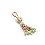 hand braided leather  tassel with green beads 