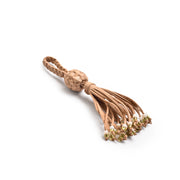 hand braided leather  tassel with white beads 