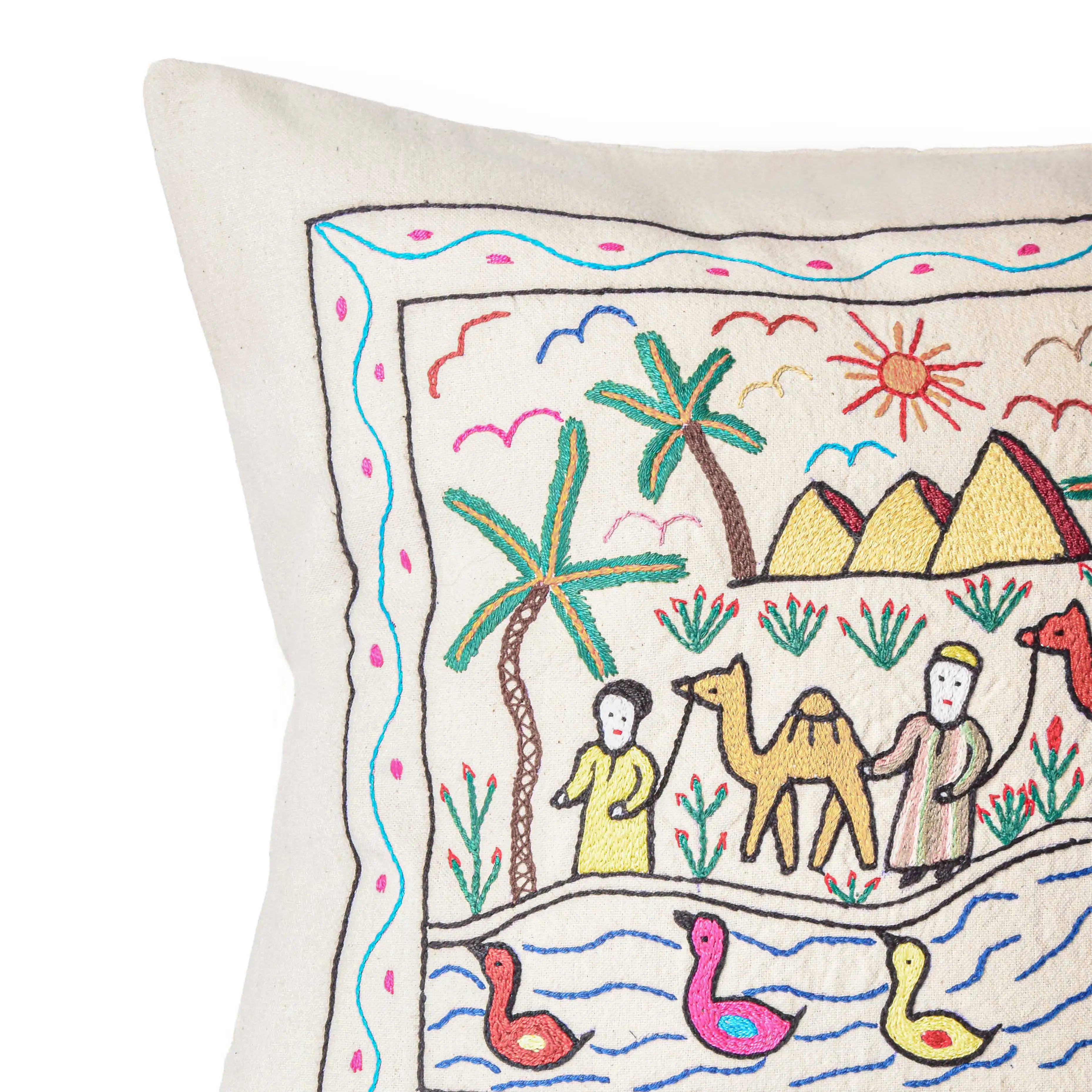 Rural Embroidered Pillow