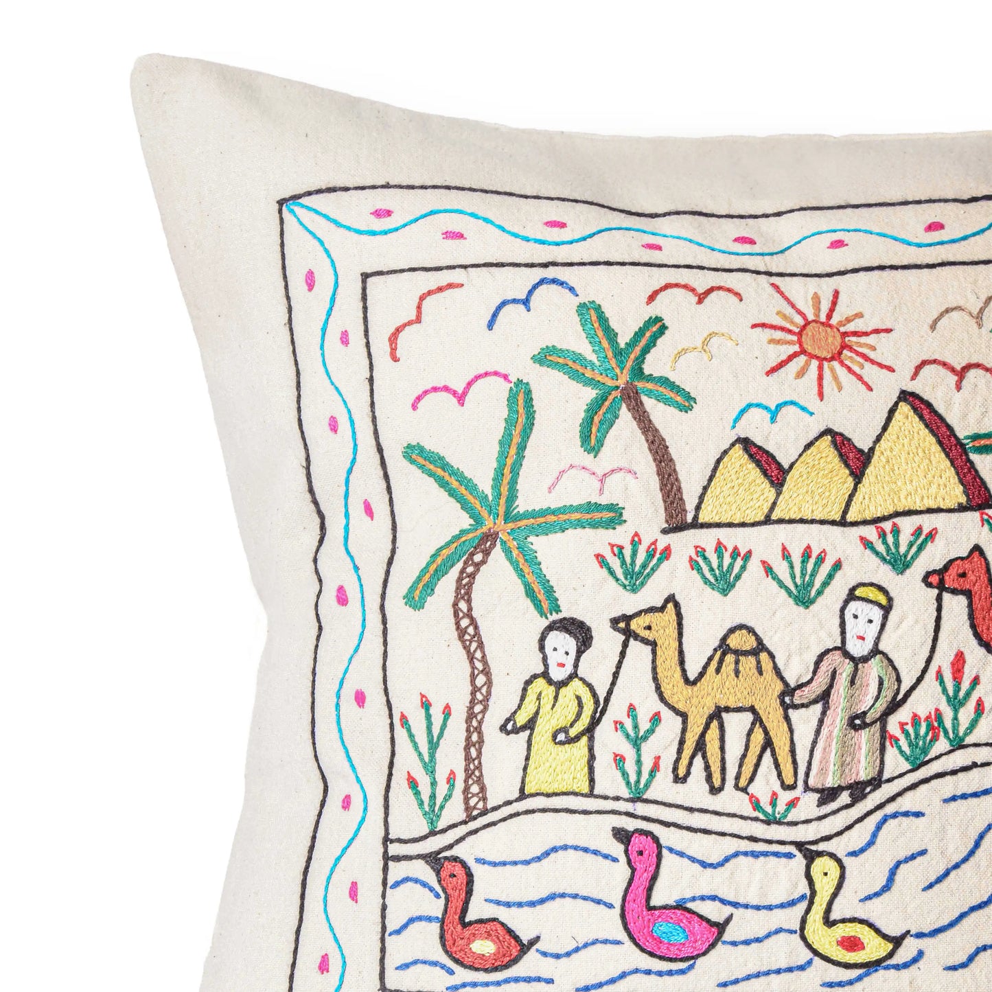 Rural Embroidered Pillow
